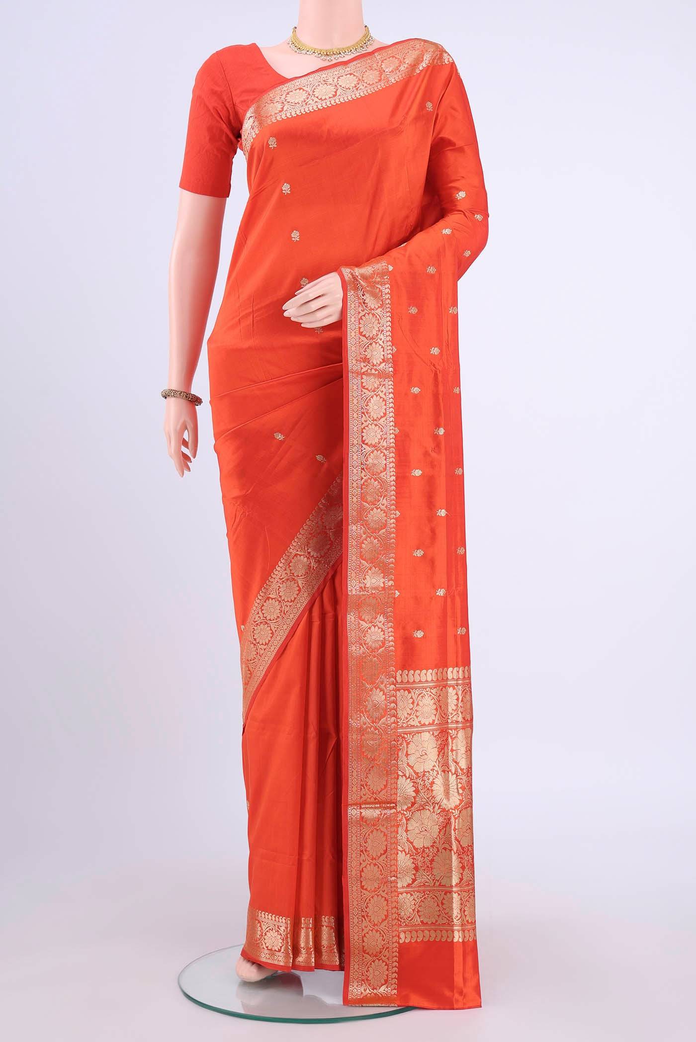 Orange Banarasi Katan Silk Saree Buy at ₹7953