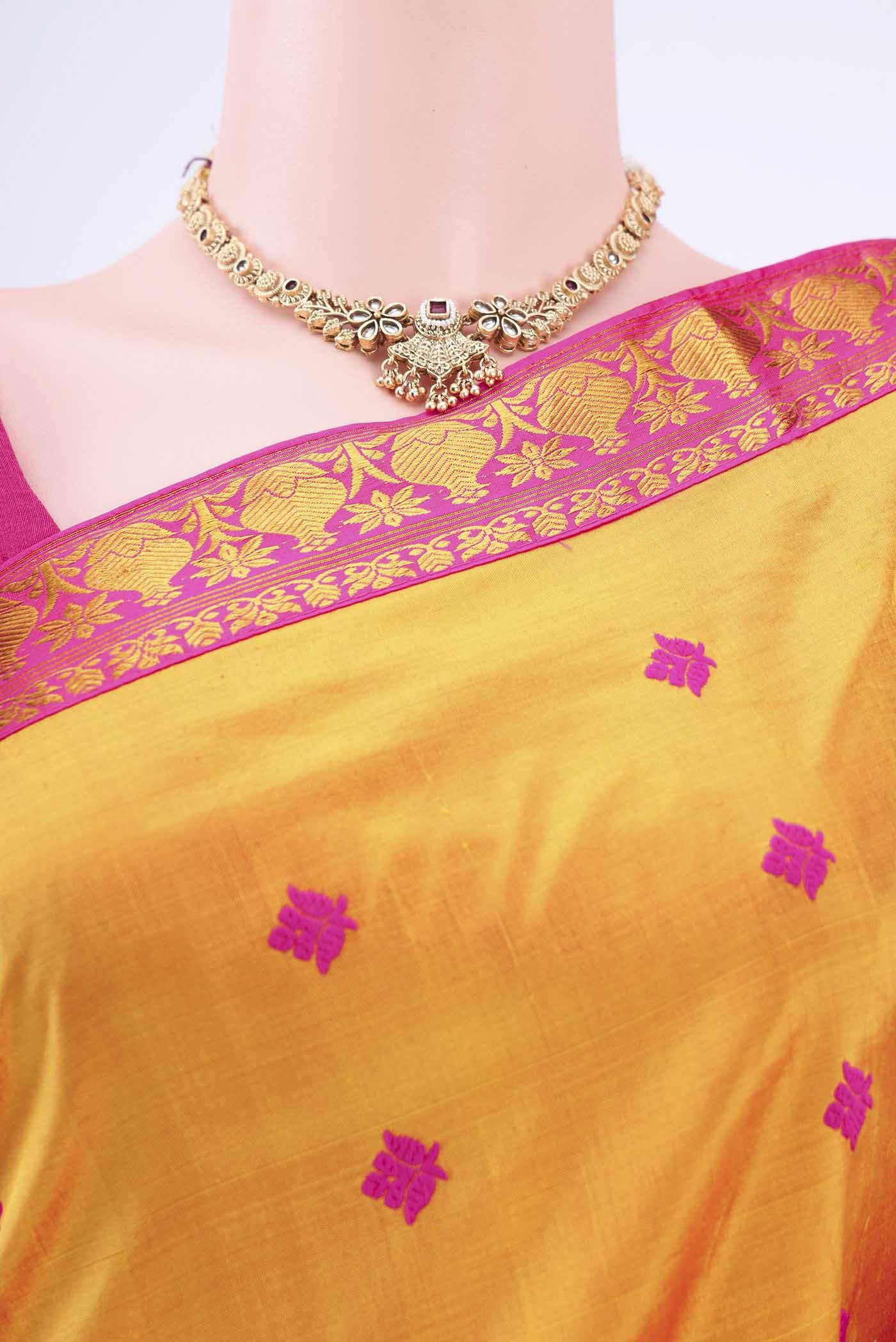 Mustard Assam Silk Saree Buy at ₹19057