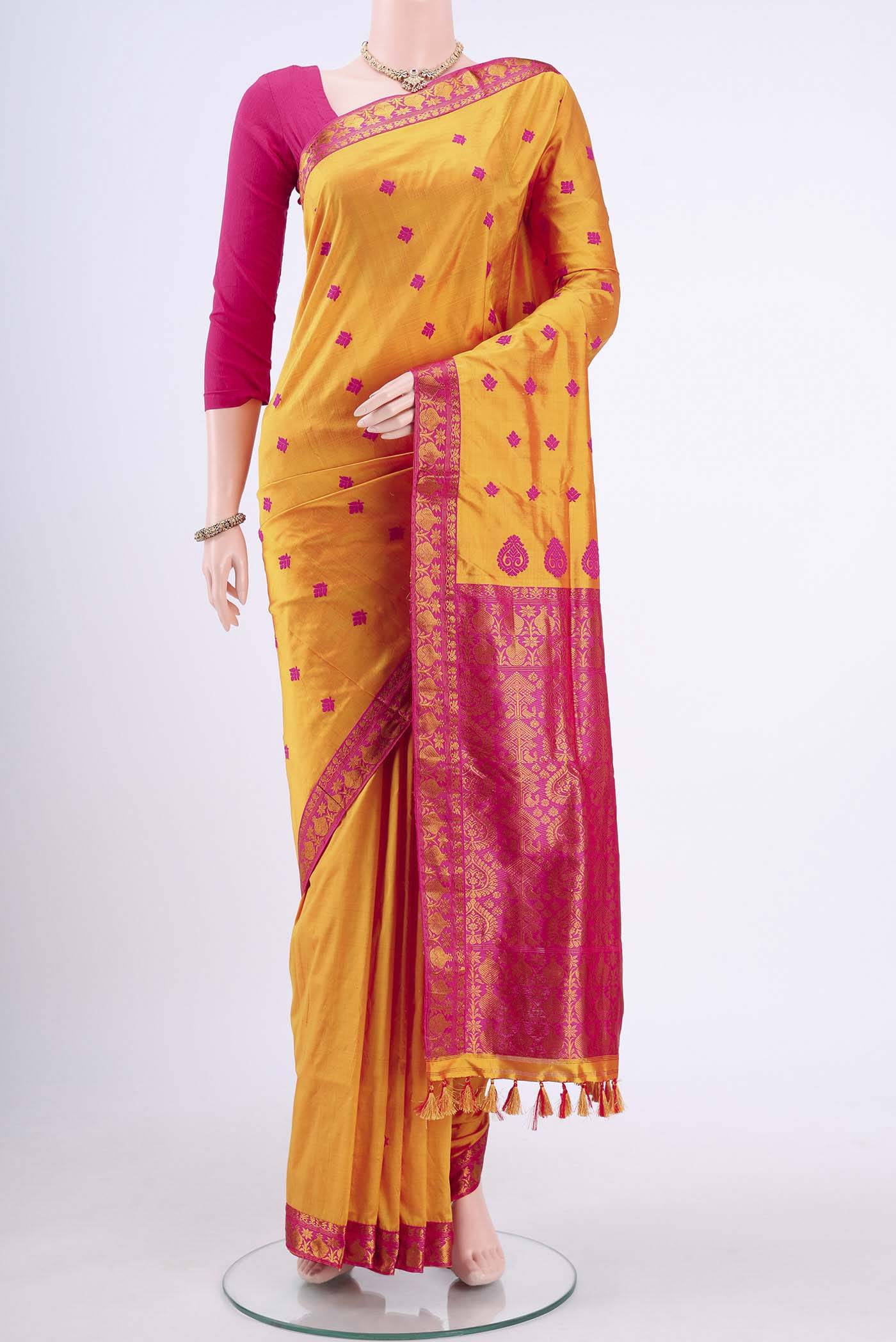 Mustard Assam Silk Saree Buy at ₹19057