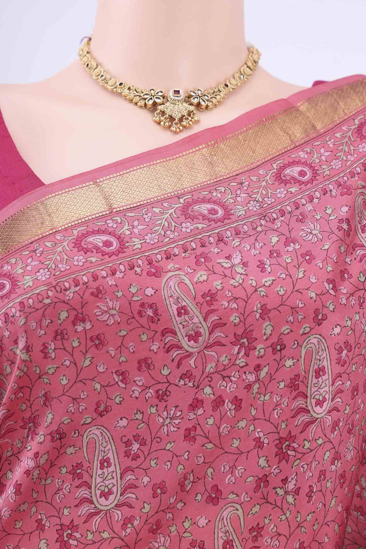 Peach Printed Silk Saree Buy at ₹12235