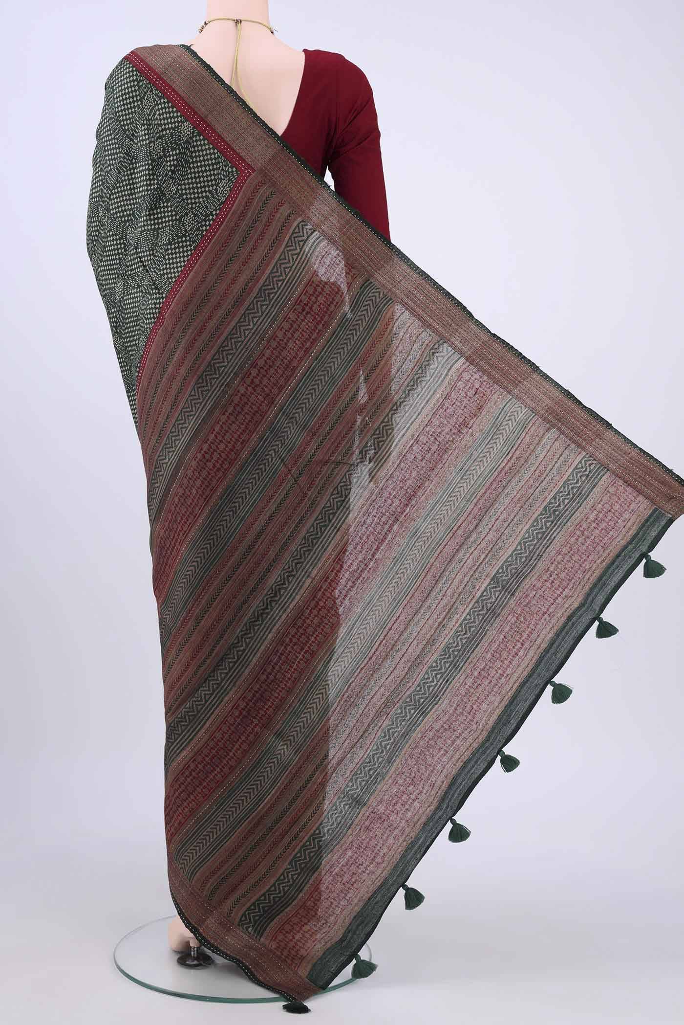 Green Printed Silk Saree Buy at ₹10074