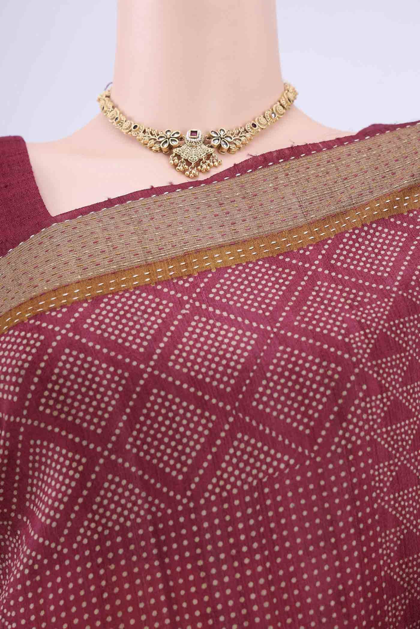 Maroon Printed Silk Saree Buy at ₹10074