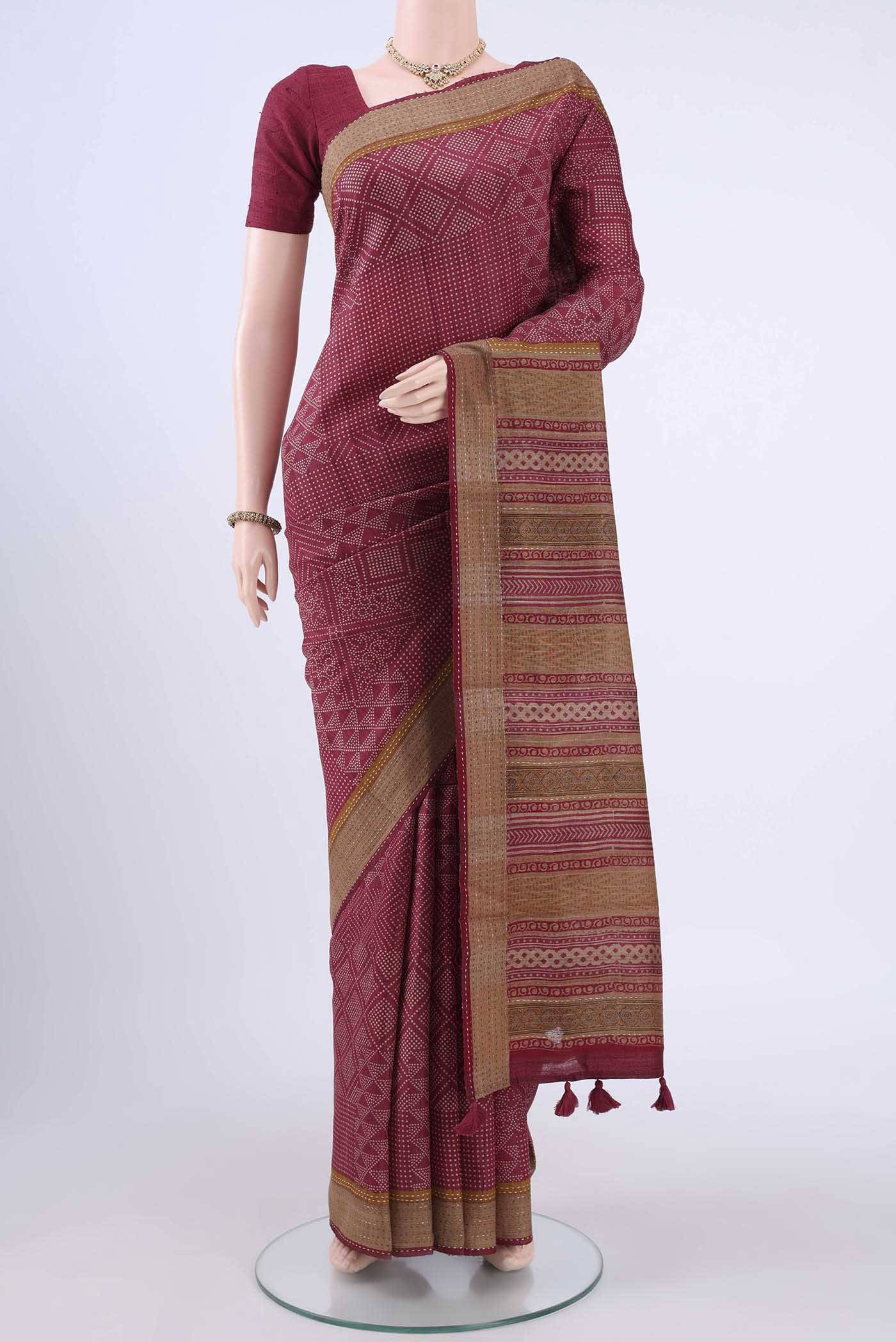Maroon Printed Silk Saree Buy at ₹10074