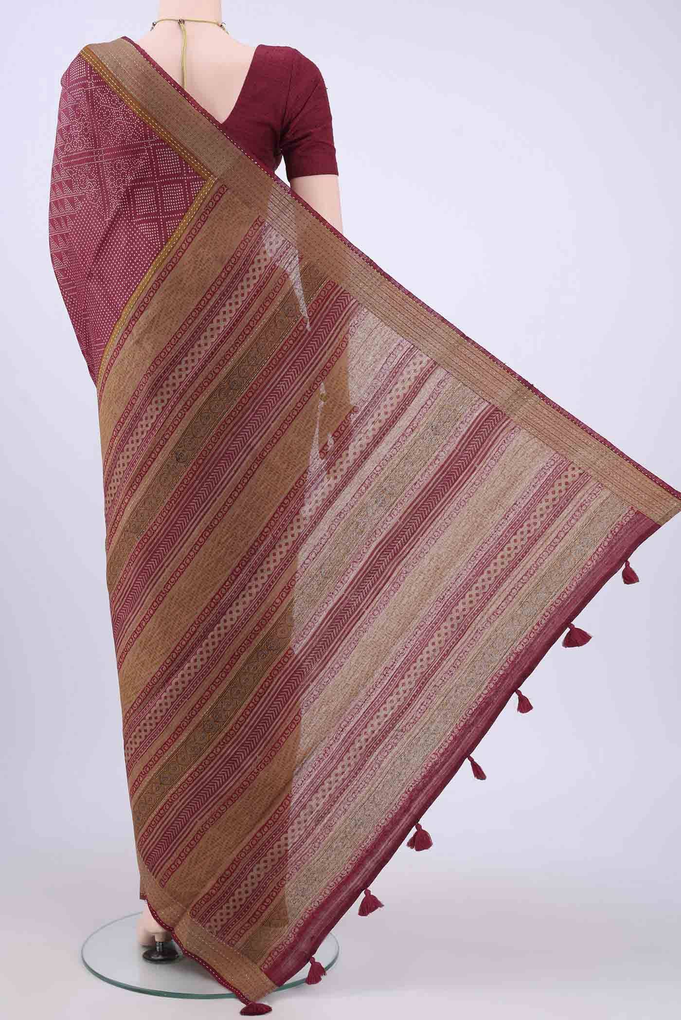Maroon Printed Silk Saree Buy at ₹10074