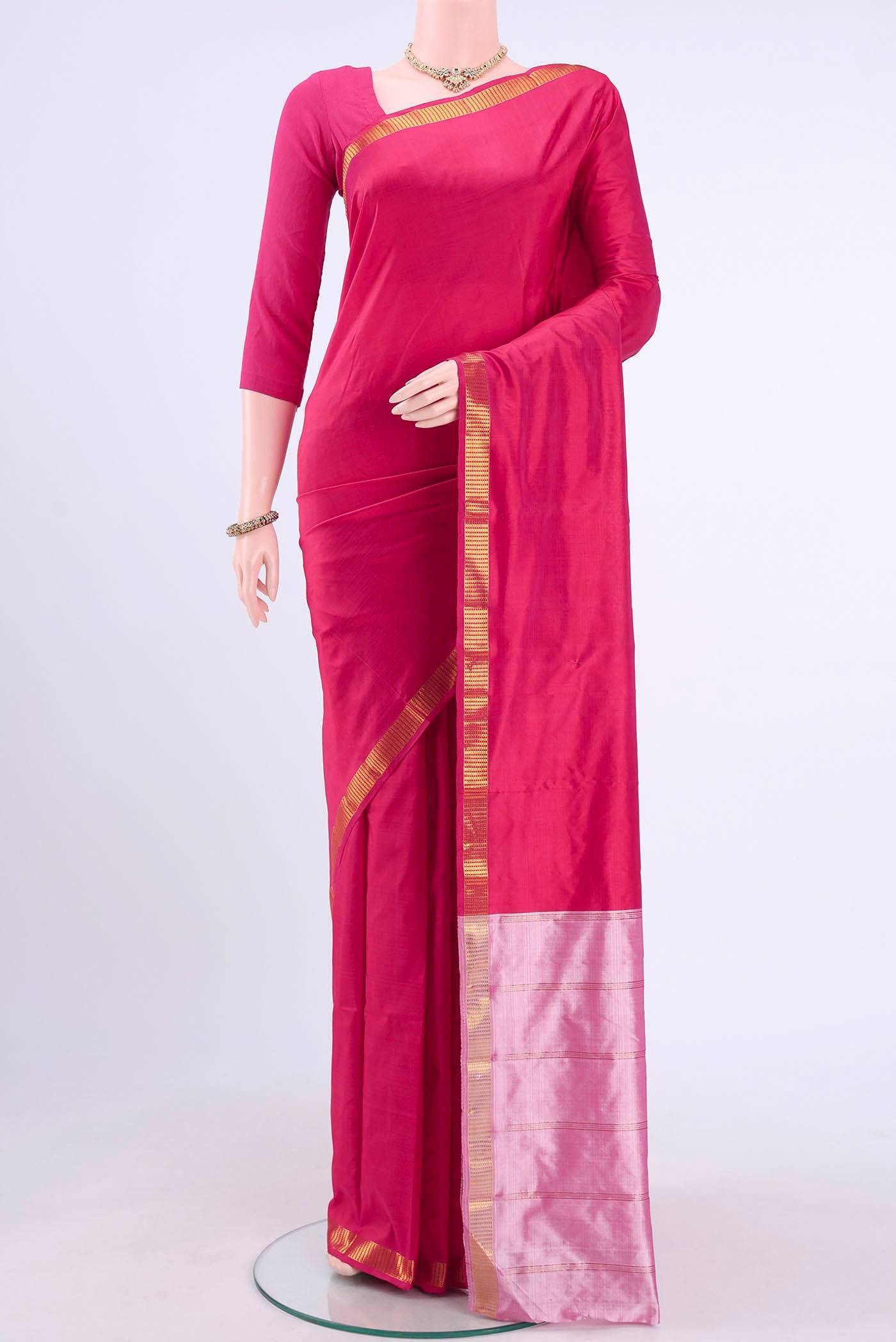 Dark Pink Kanchipuram Silk Saree Buy at ₹7157