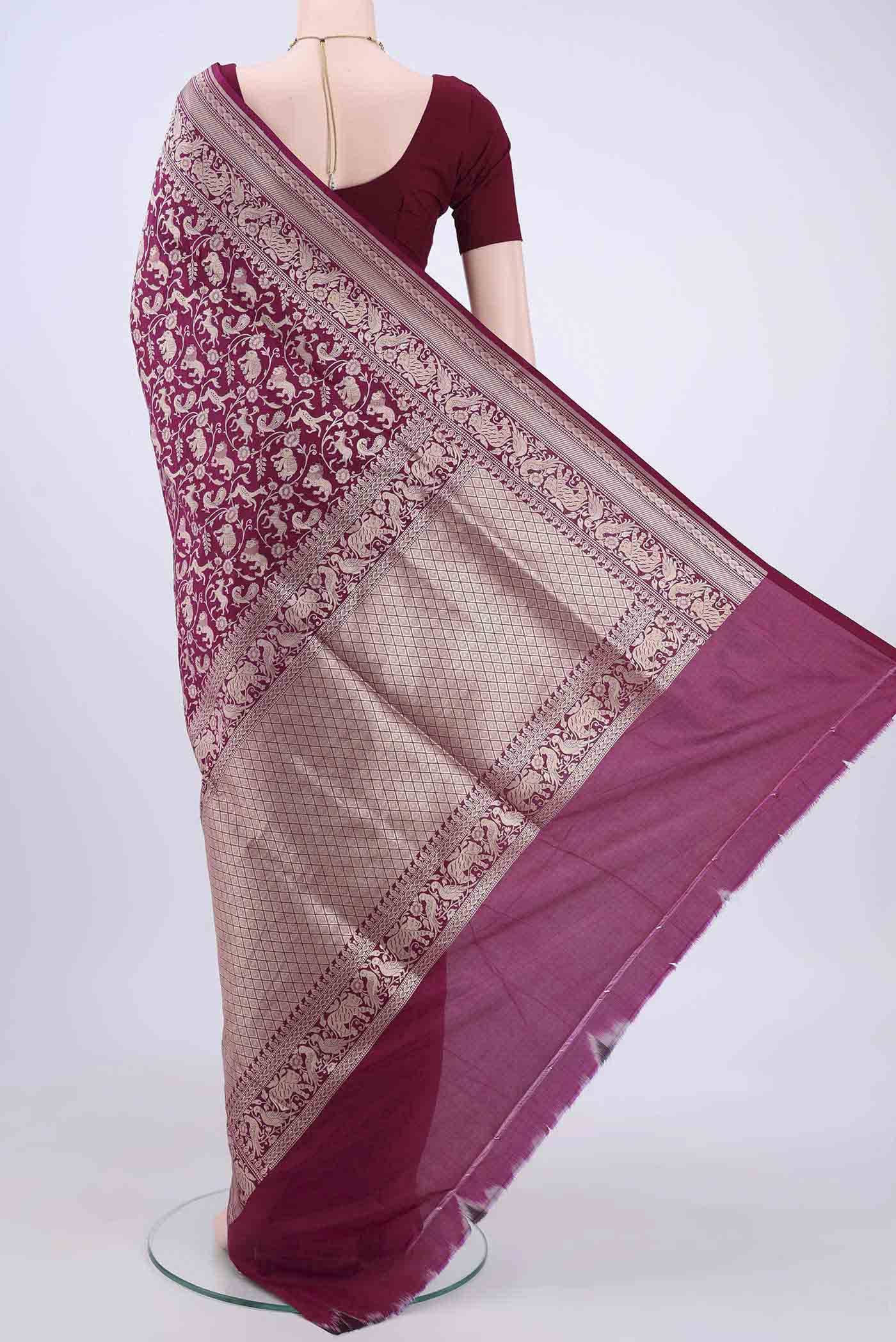 Magenta Banarasi Silk Saree Buy at ₹16881