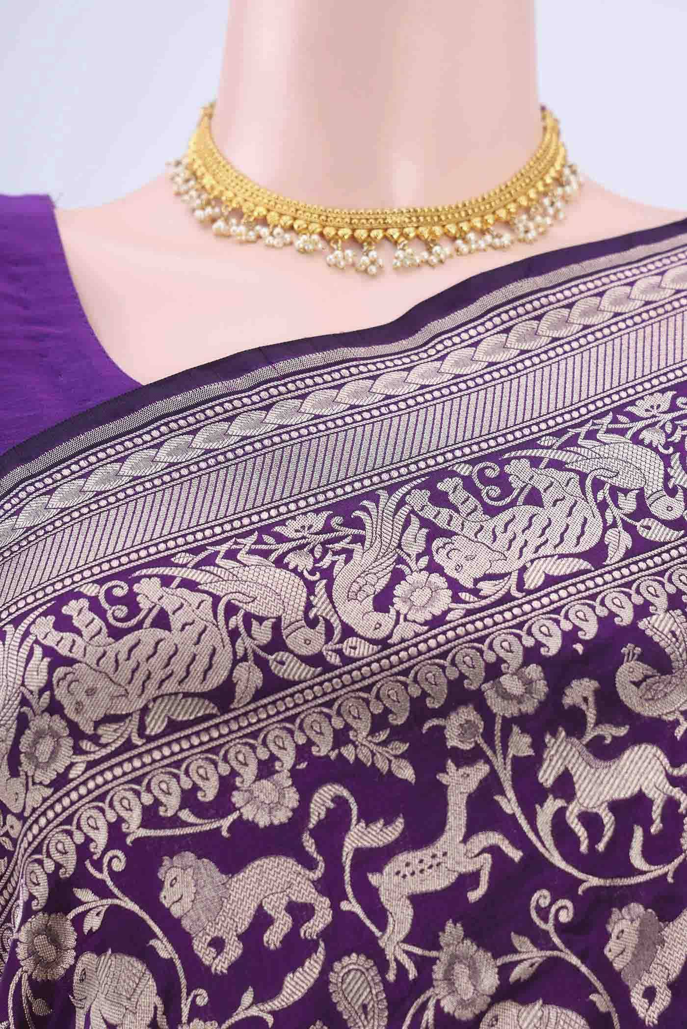 Purple Banarasi Silk Saree Buy at ₹16881