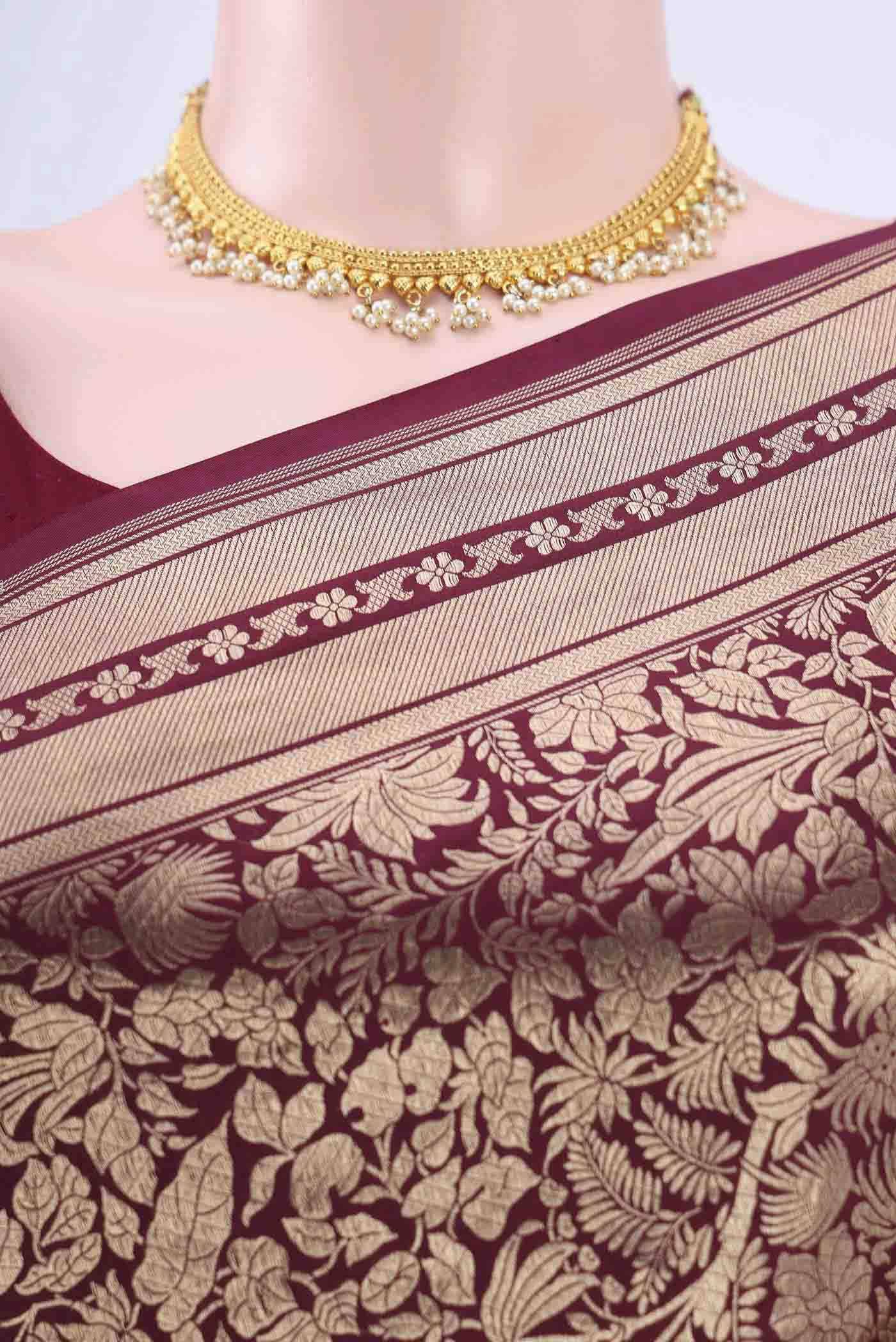 Maroon Banarasi Silk Saree Buy at ₹24589