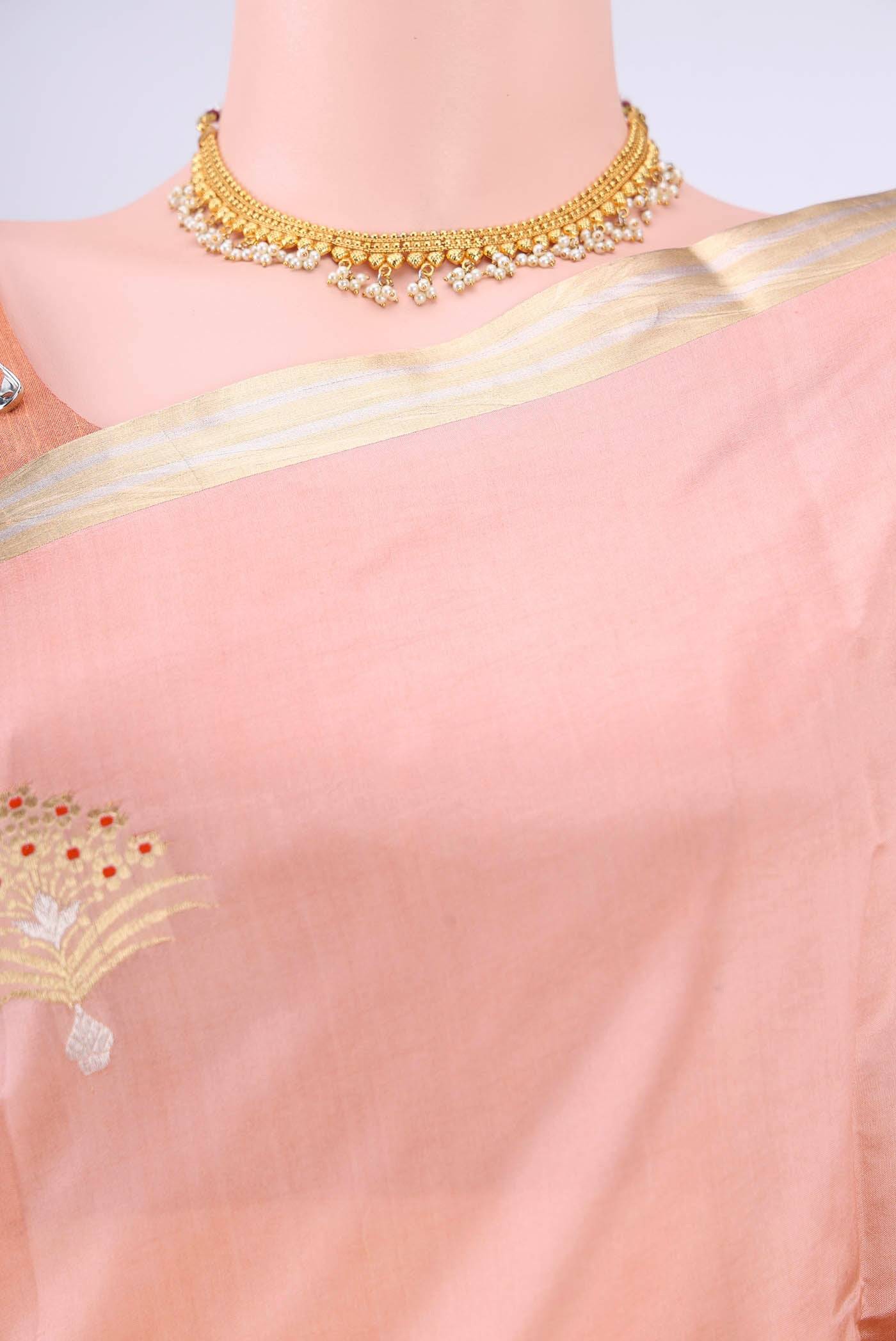 Peach Banarasi Silk Saree Buy at ₹17806