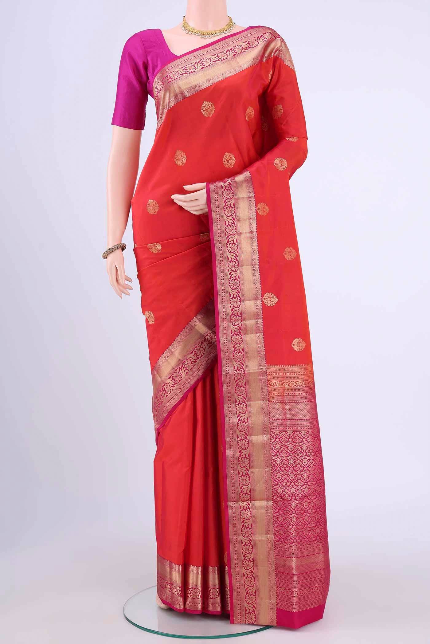 Brick Orange Soft Silk Saree Buy at ₹12150