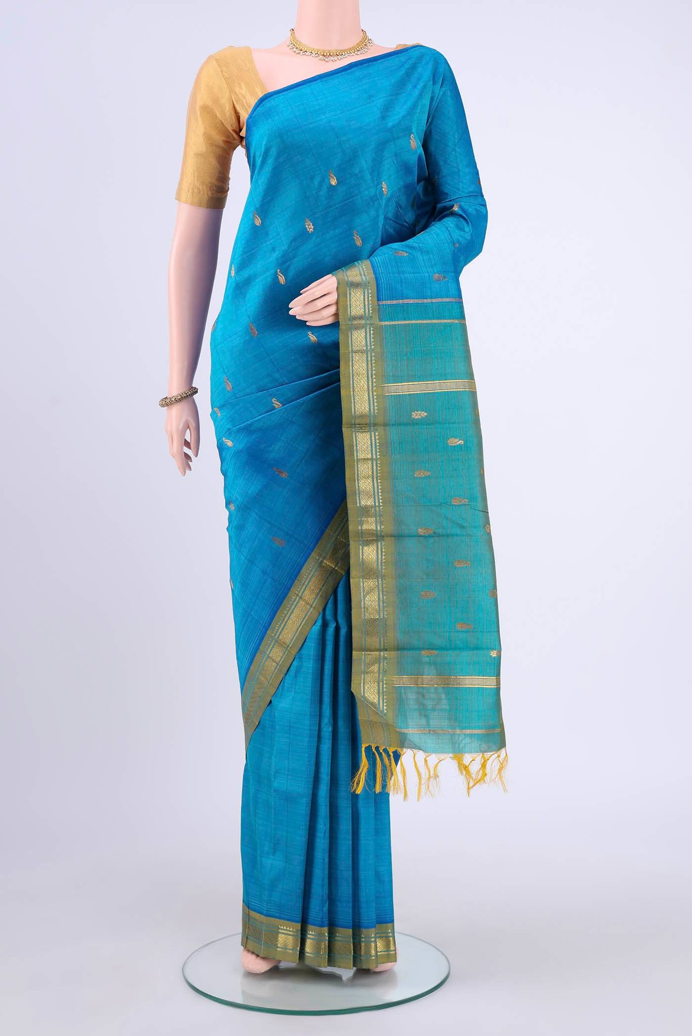 Peacock Blue Kanchipuram Saree Buy at ₹7628