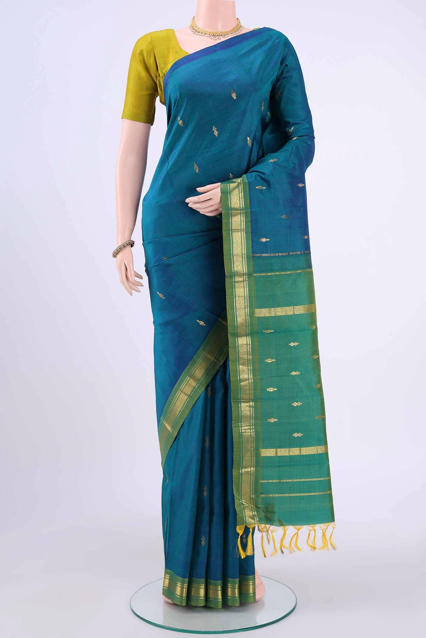 Peacock Blue Kanchipuram Silk Saree Buy at ₹7628