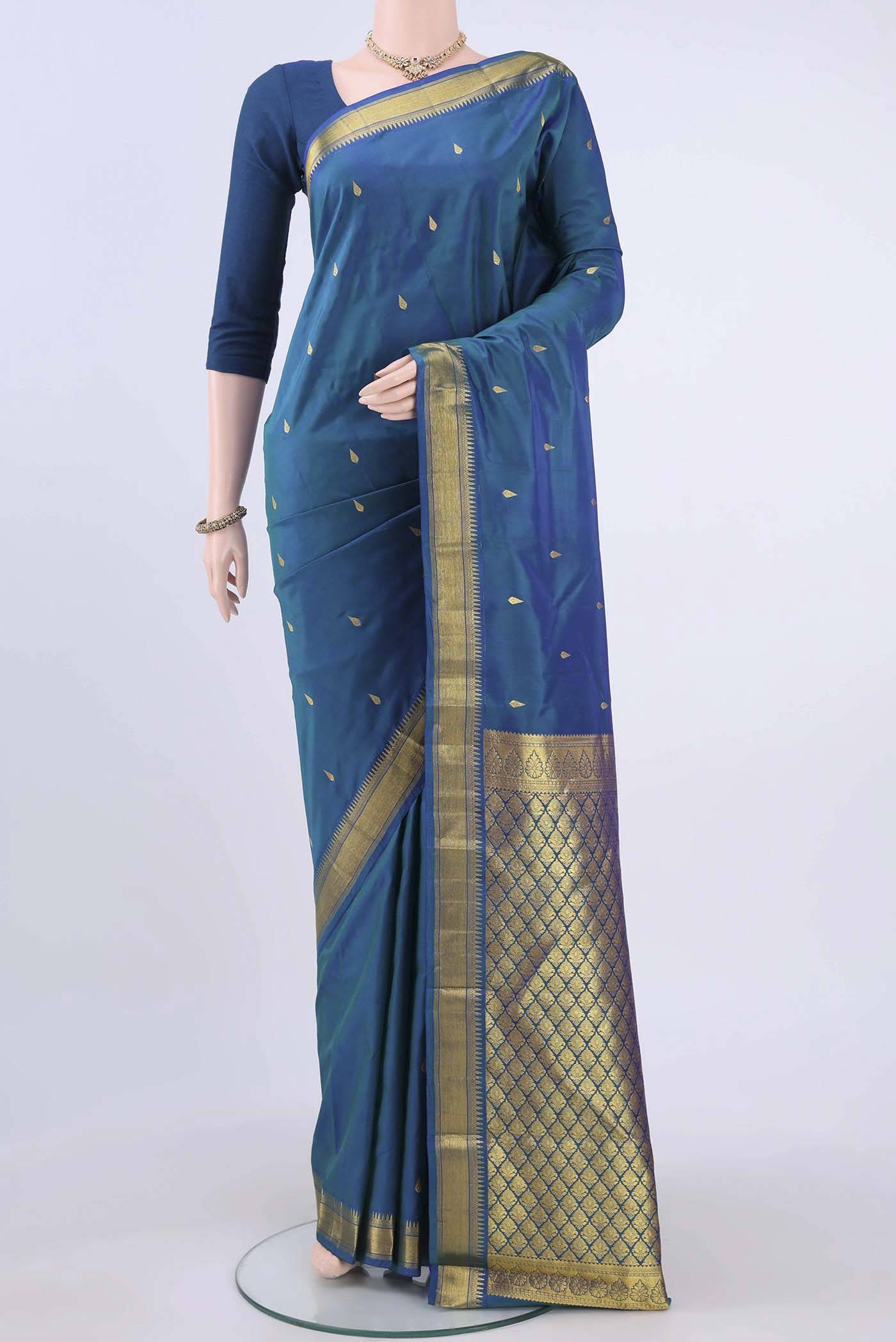 Peacock Blue Nangavalli Silk [ Salem ] Saree Buy at ₹8480