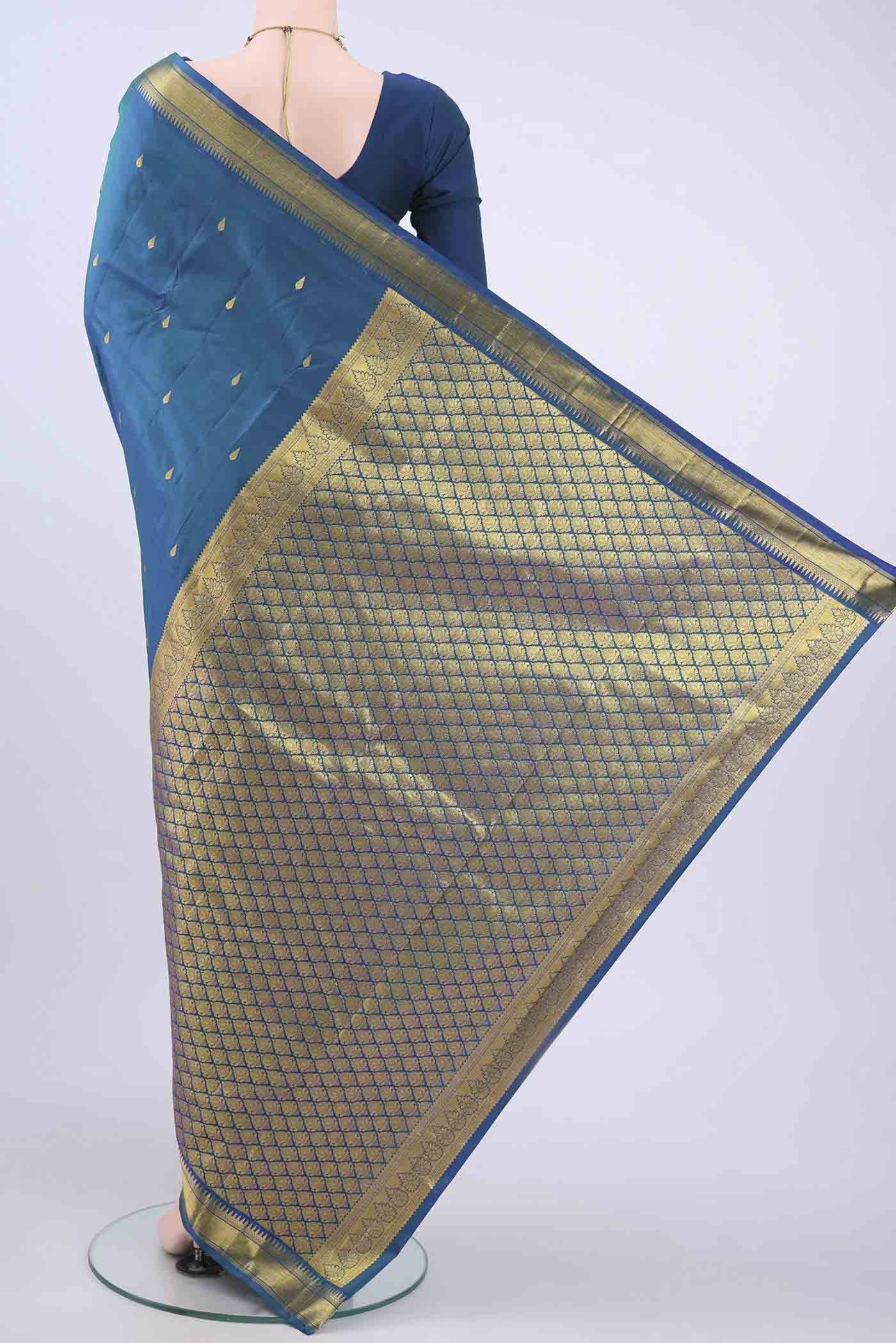 Peacock Blue Nangavalli Silk [ Salem ] Saree Buy at ₹8480