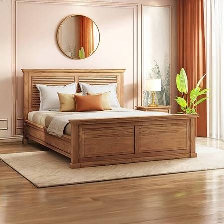 Tuscany Solid Wood King Size Non Storage Bed In Latin American Teak Finish