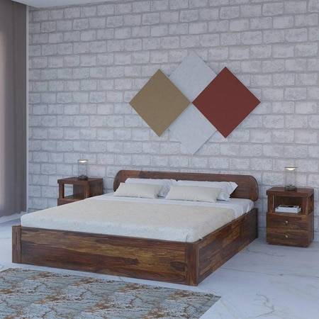 Sleigh Solid Wood King Size Storage Bed