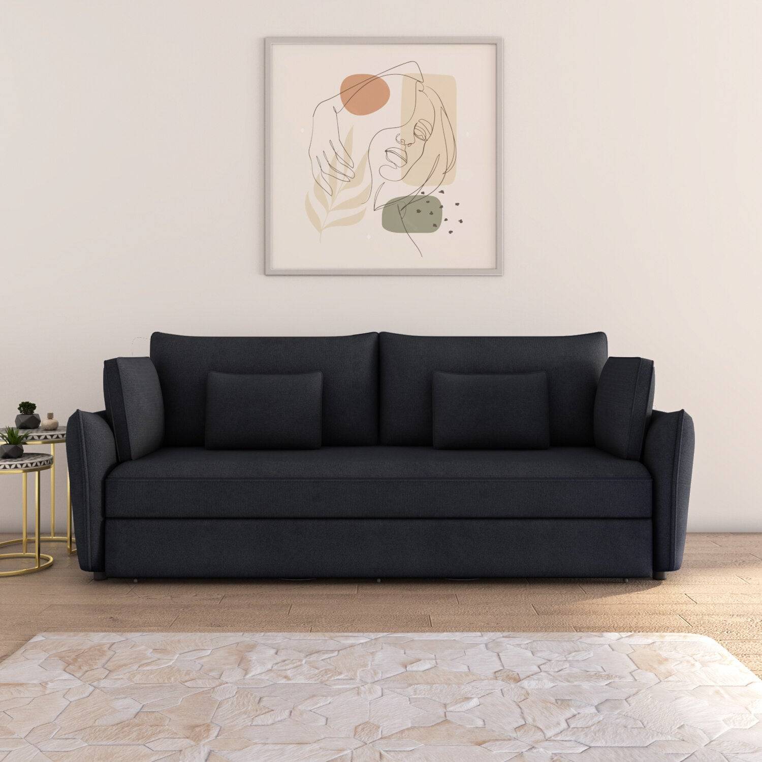 Aveo 3 Seater Sofa Cum Bed (Blue)