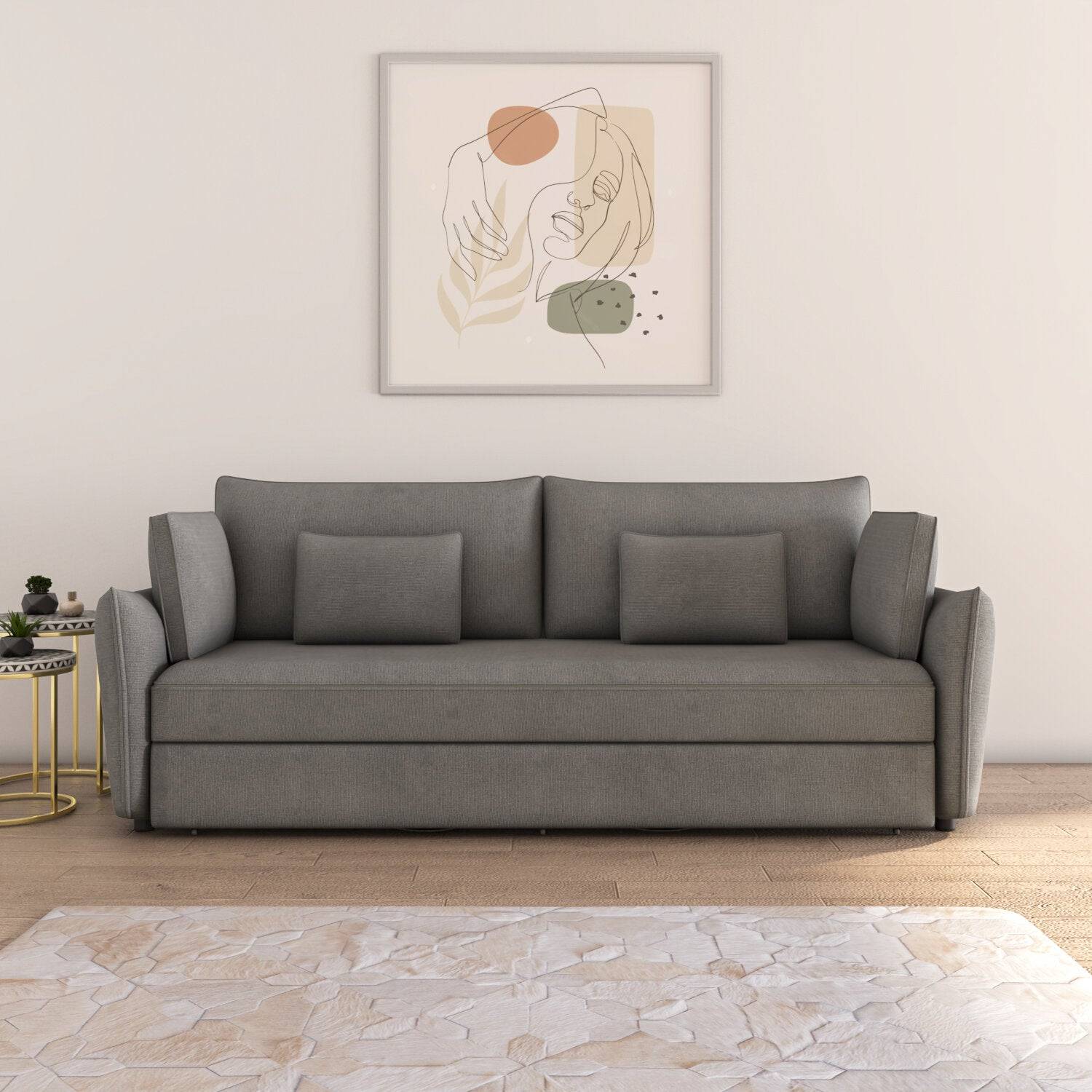 Aveo 3 Seater Sofa Cum Bed (Grey)