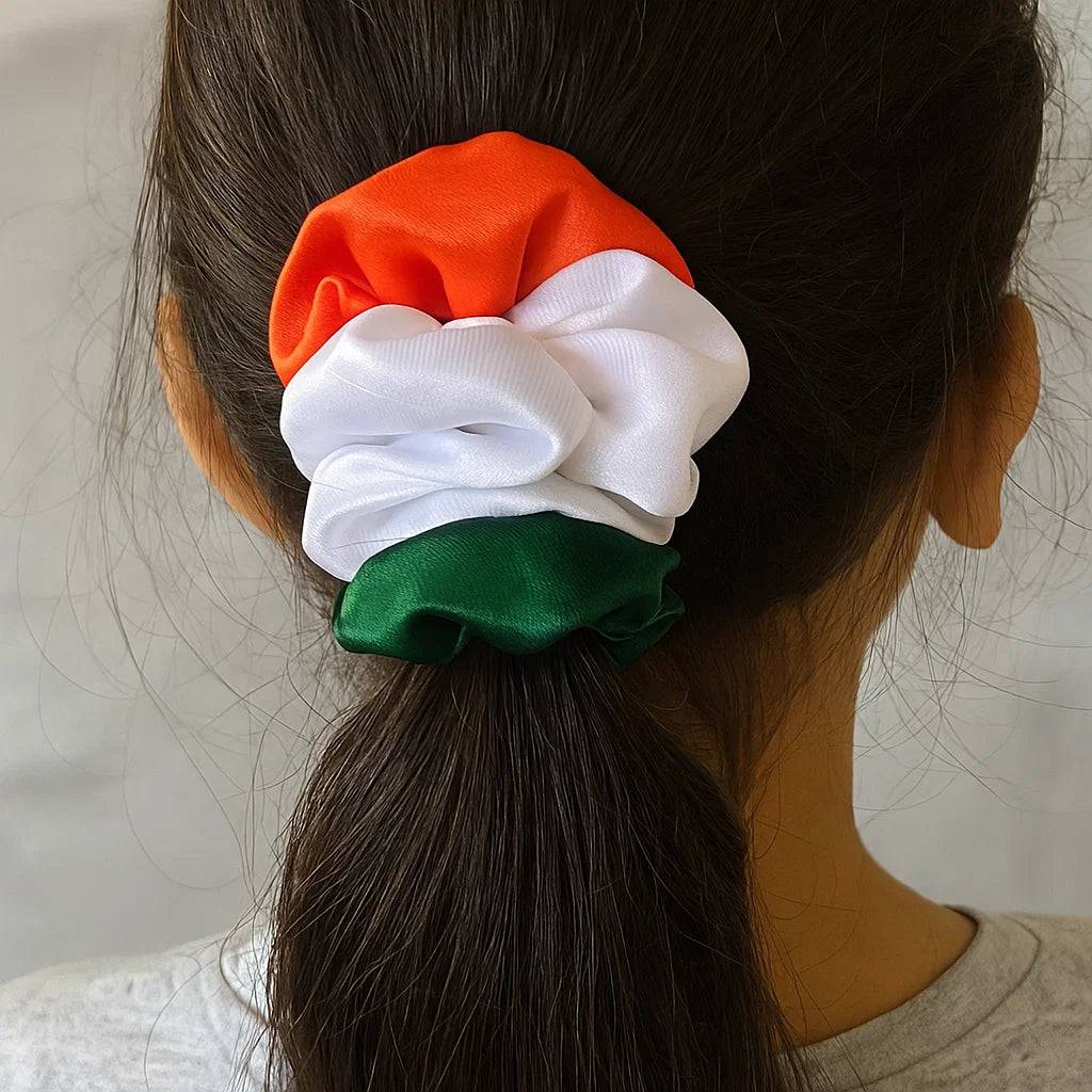 Soft Tri-Color Scrunchie – Trendy Hair Tie for Women & Girls (Pack of 1) Buy @ ₹79