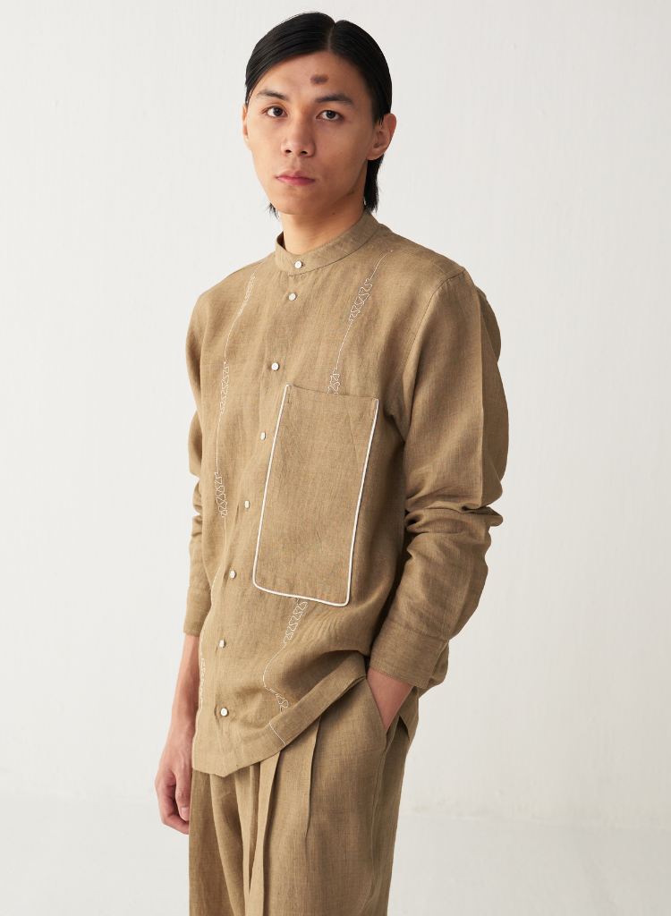 Abstract Embroidery Shirt Set