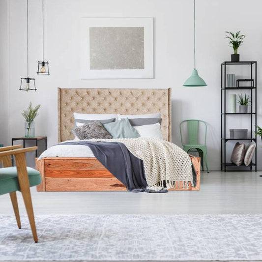Austin Upholstered Sheesham Wood Bed