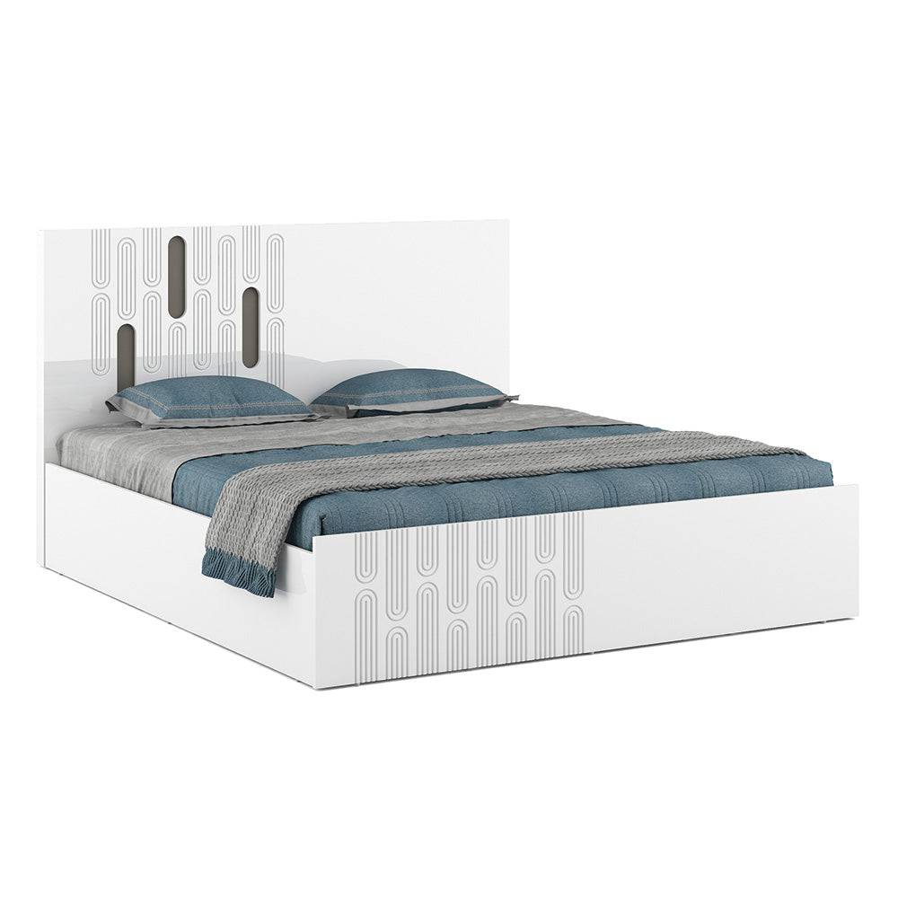 Agnes King Bed with Hydraulic Storage (White)