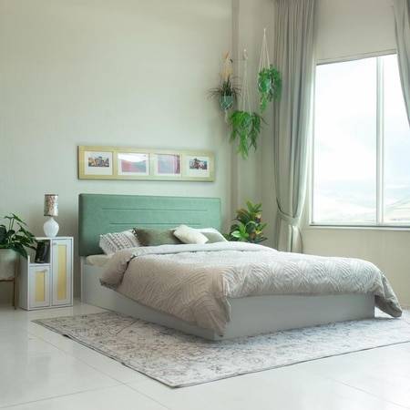 Ahimsa Engineered Wood Queen Size Bed In White Finish