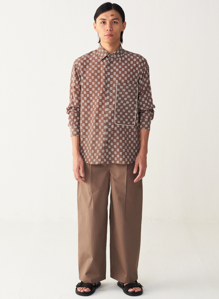 All Over Brick Print Shirt Set