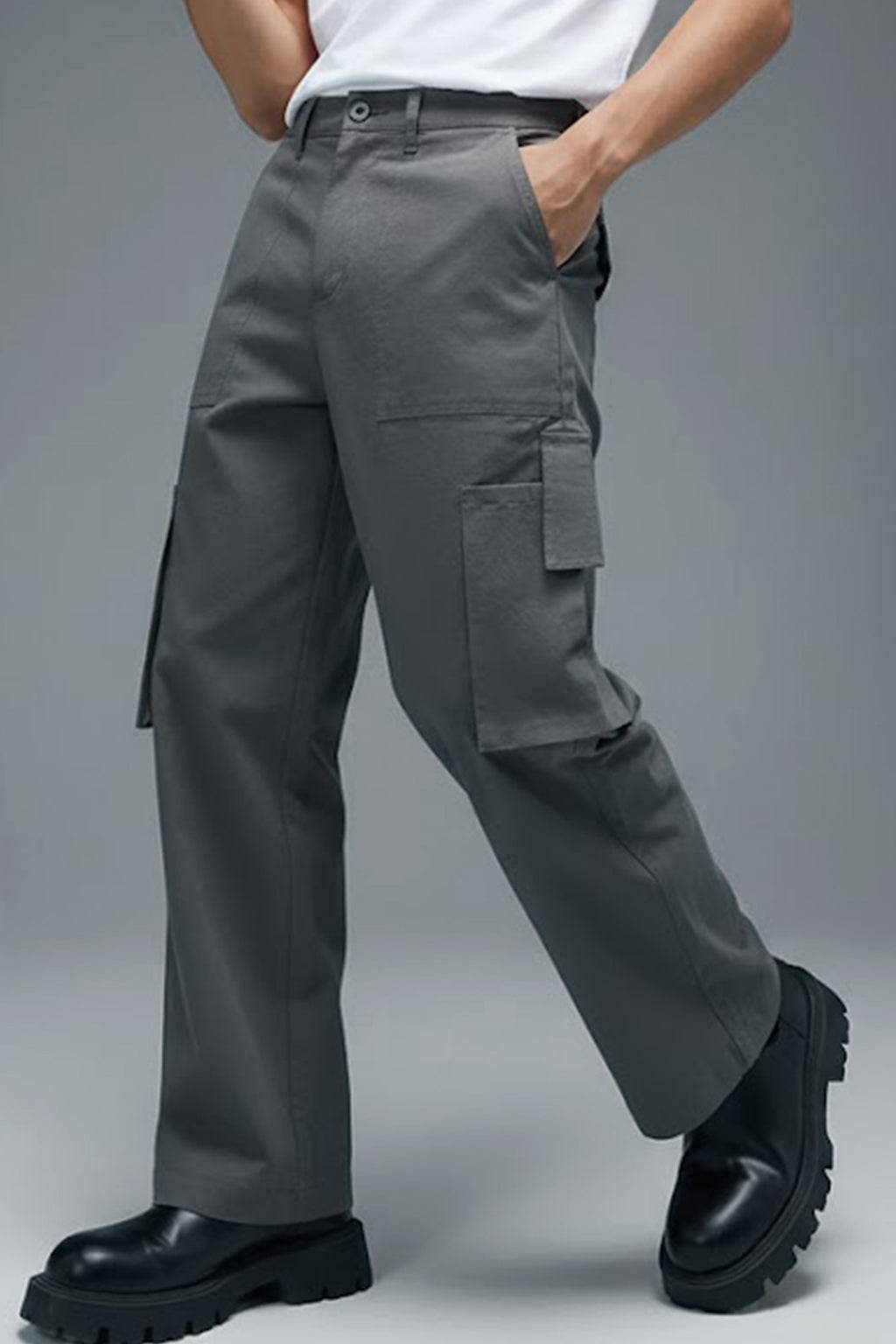 Grey Bellow Pocket Woven Exclusive Cargo Pant