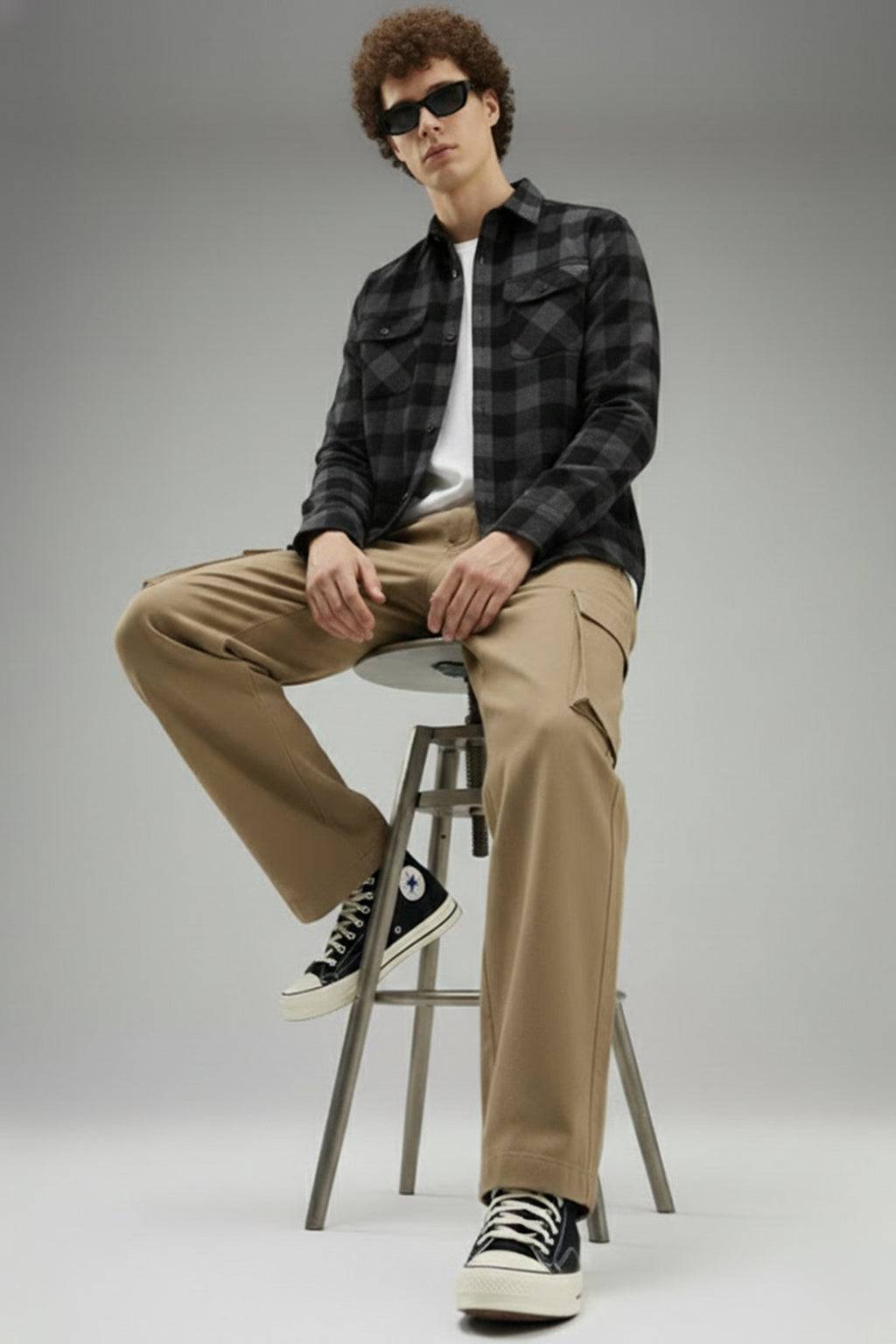 Beige Flap Pocket Woven Exclusive Cargo Pant