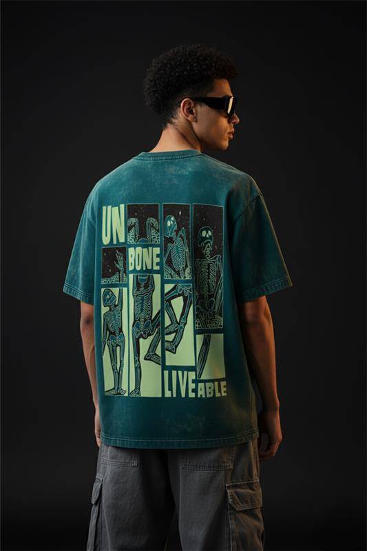 UNBONE Oversized Acid Washed Graphic Back Printed Exclusive T-shirt