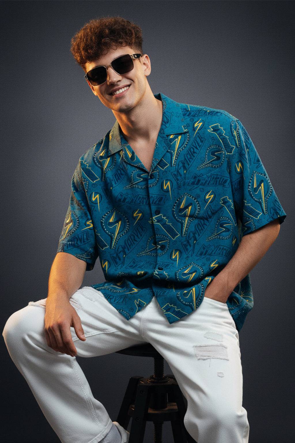 Lightning Bolt Blue All Over Print Oversized Exclusive Shirt