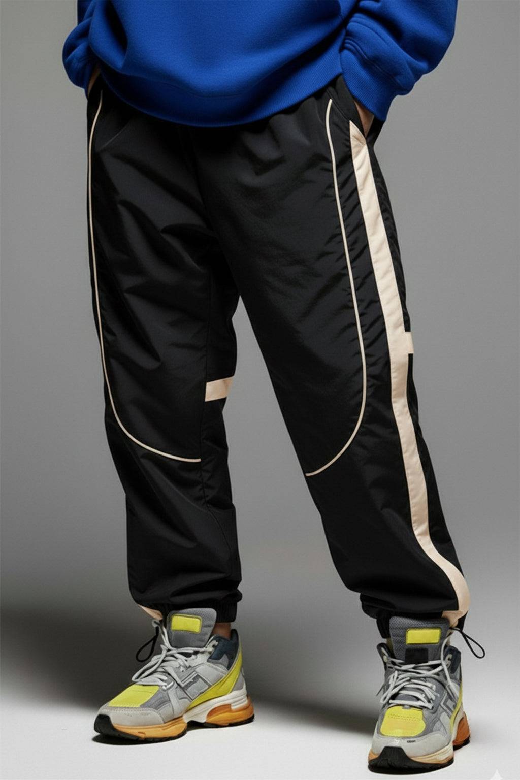 Dark Grey Contrast Stripe Relaxed Fit Nylon Exclusive Jogger