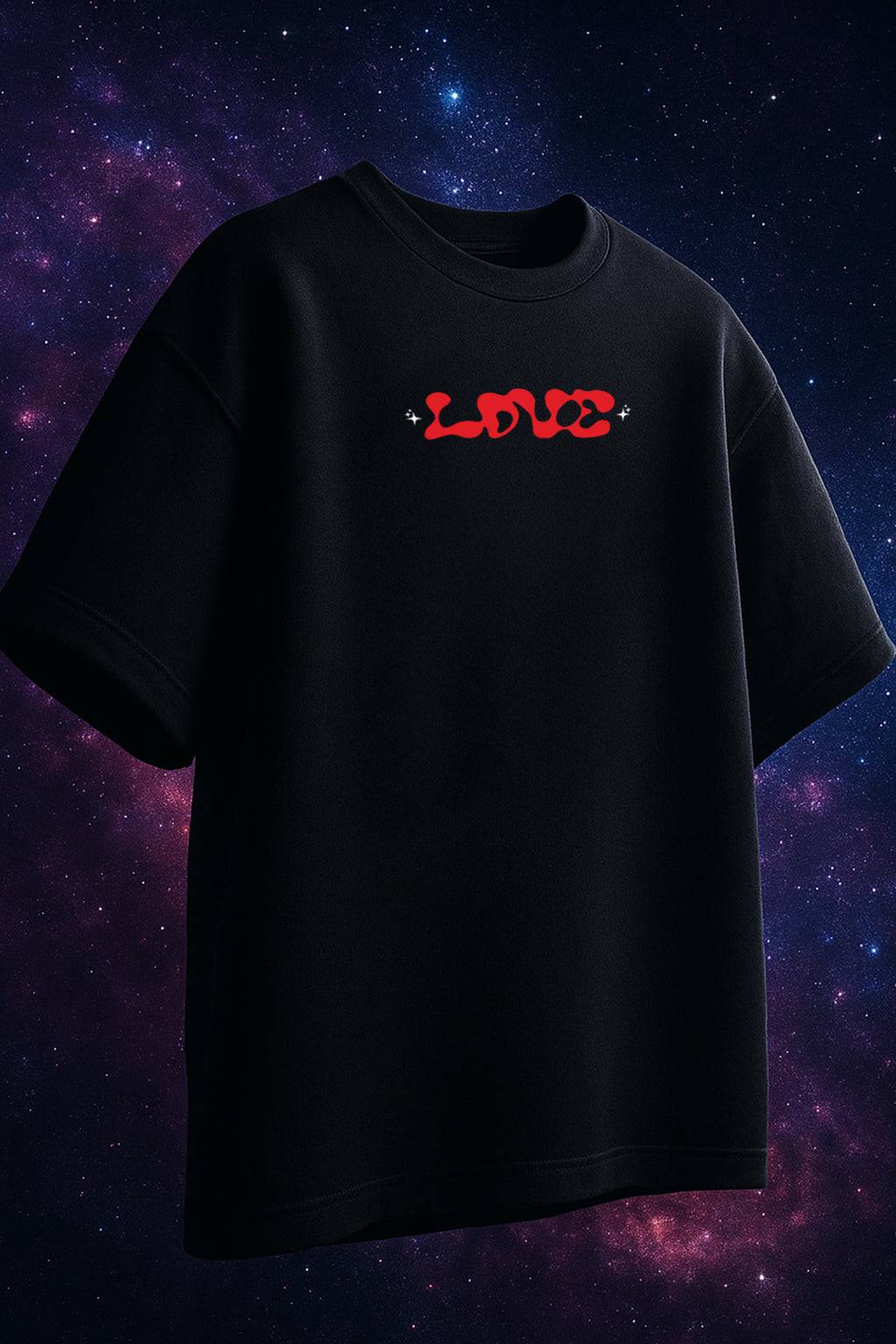 Strenght Black Oversized Puff Printed Exclusive T-shirt