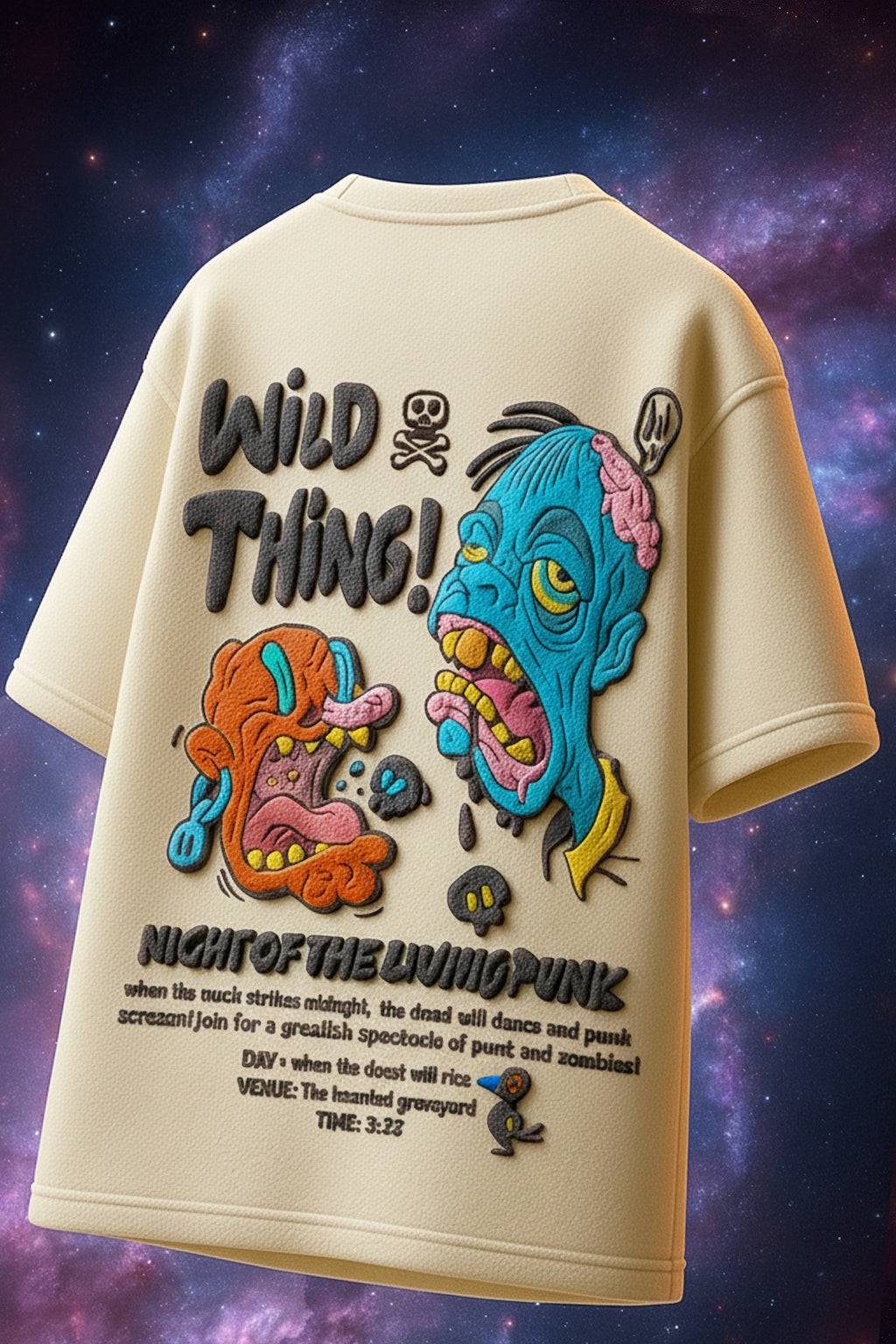 Wild Thing Swan White Oversized Puff Printed Exclusive T-shirt