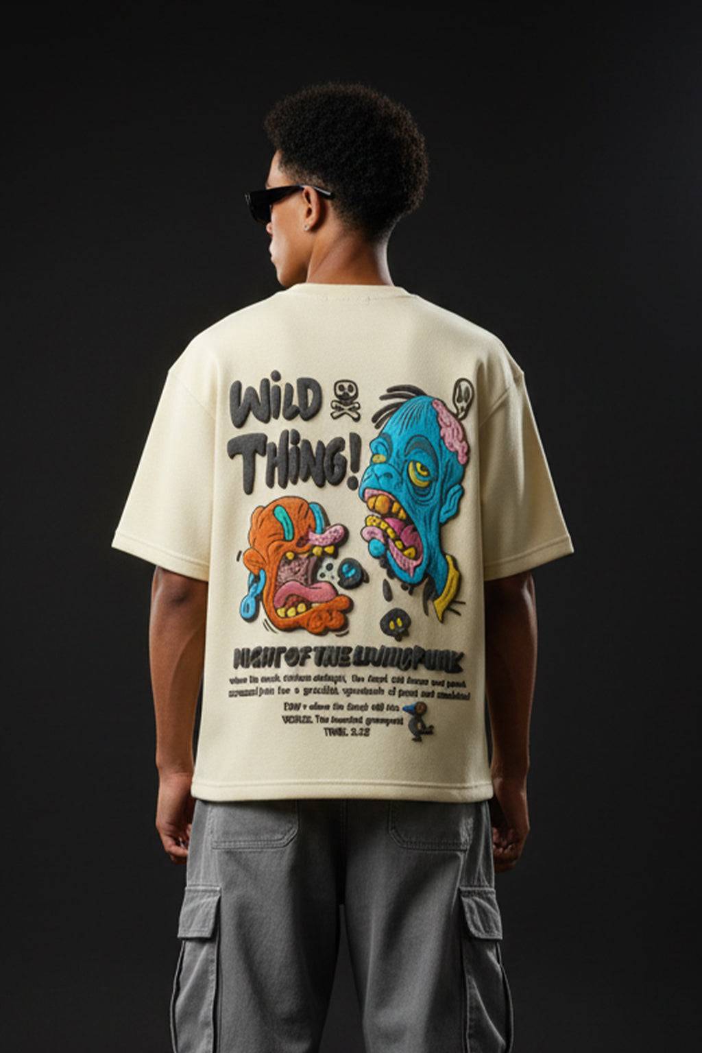 Wild Thing Swan White Oversized Puff Printed Exclusive T-shirt