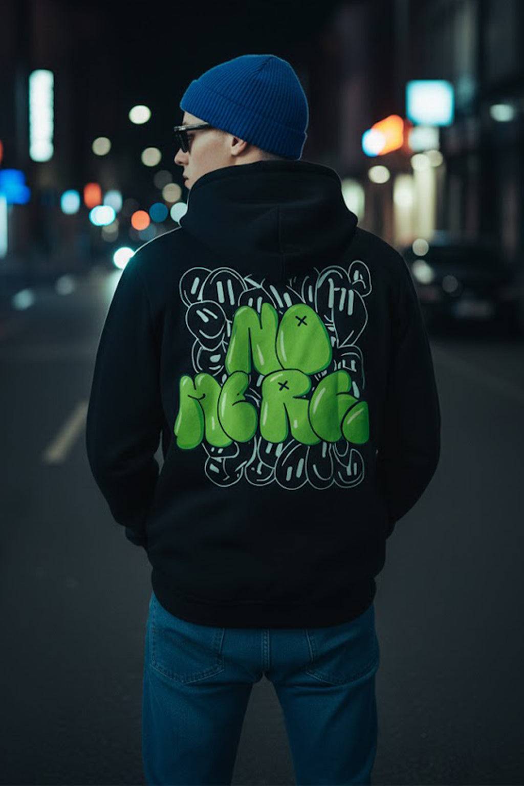 No Mercy Black Regular Fit Back Printed Hoodie