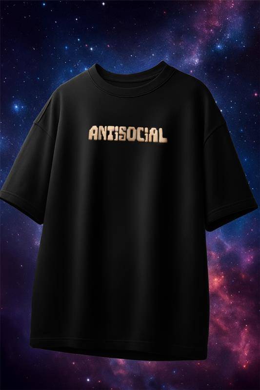Antisocial Black Oversized Puff Printed Exclusive T-shirt