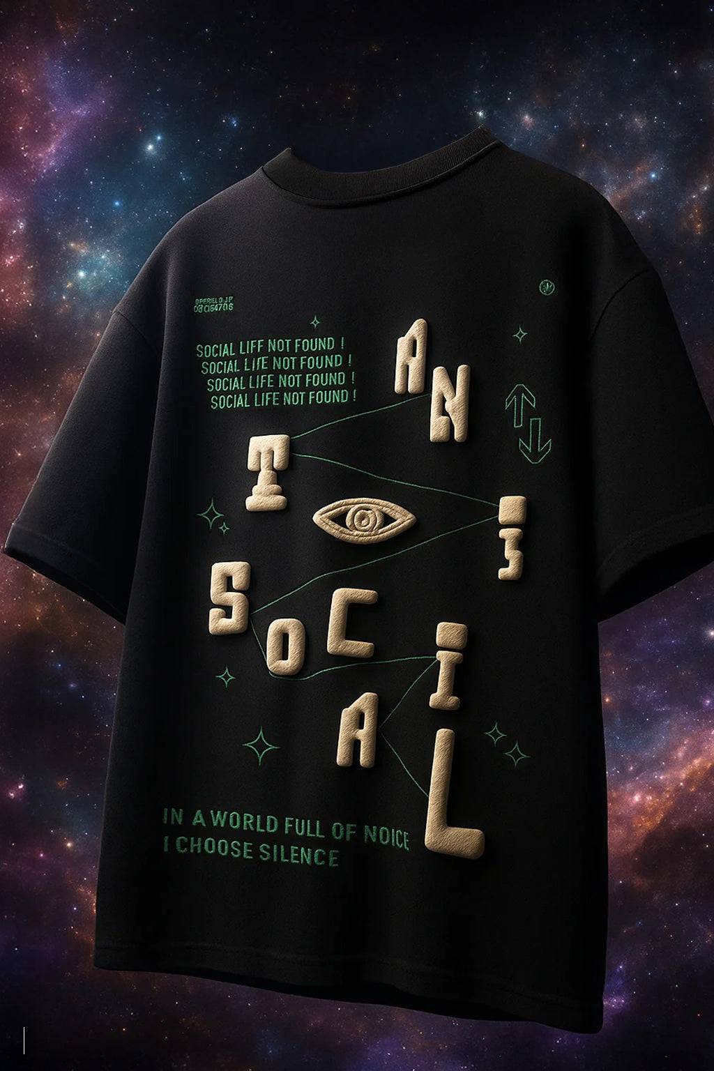 Antisocial Black Oversized Puff Printed Exclusive T-shirt