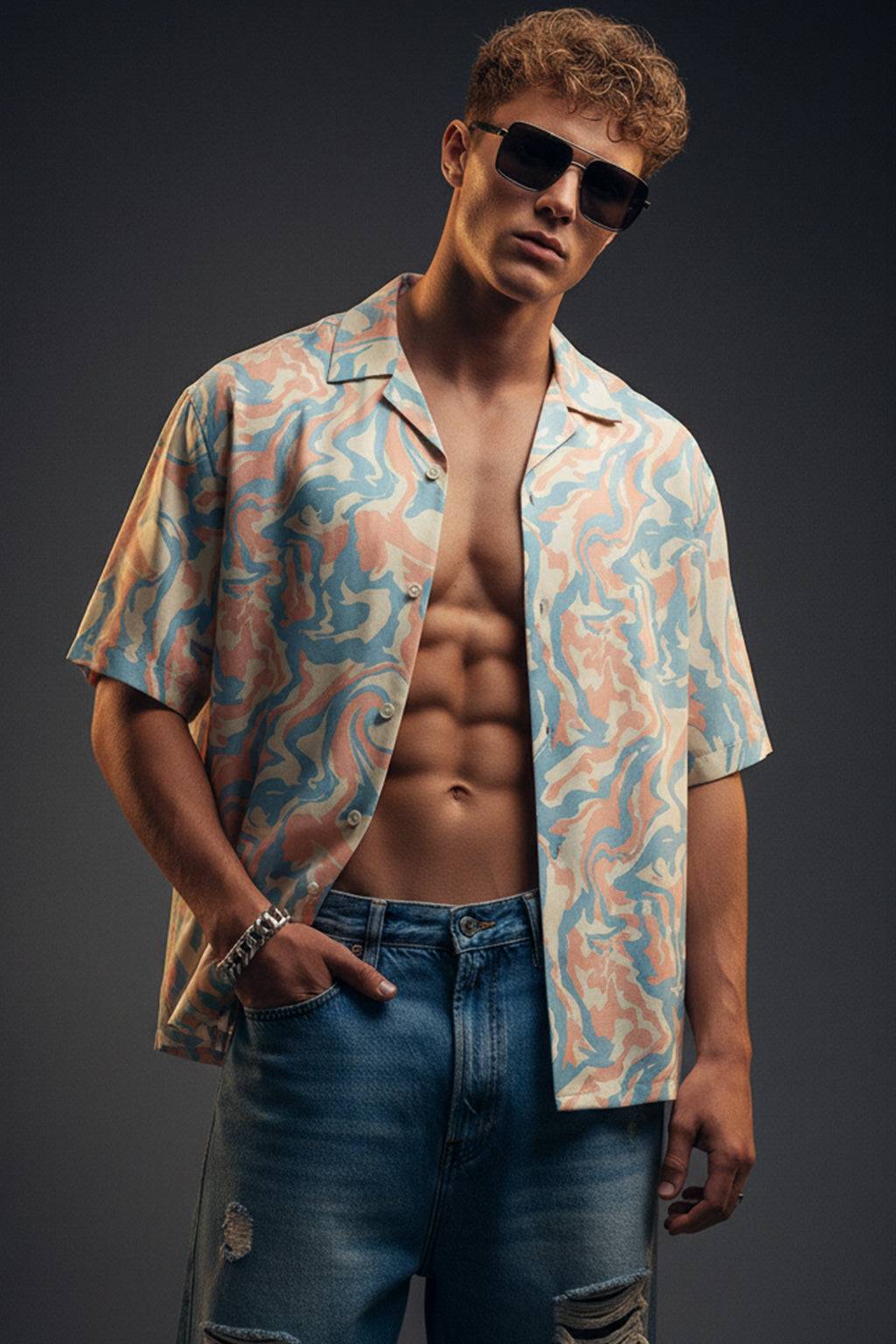 Desert Swirl Beige All Over Print Oversized Exclusive Shirt