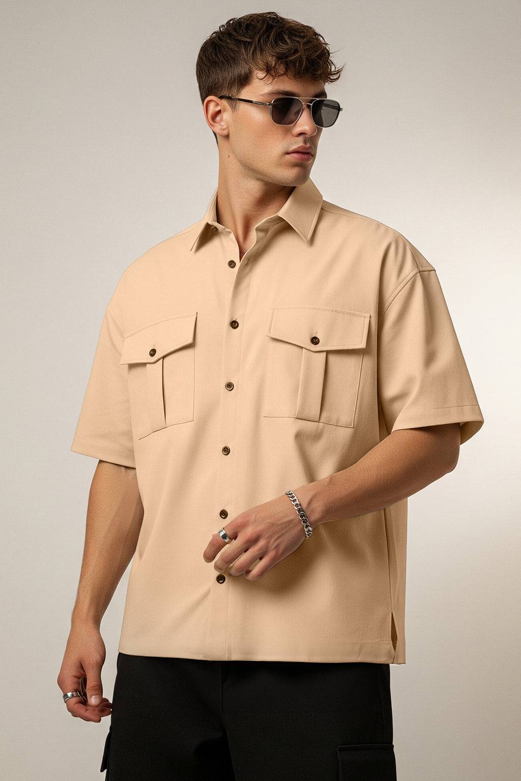 Swanwhite Oversized Half Sleeve Dual Pocket Utility Exclusive Shirt