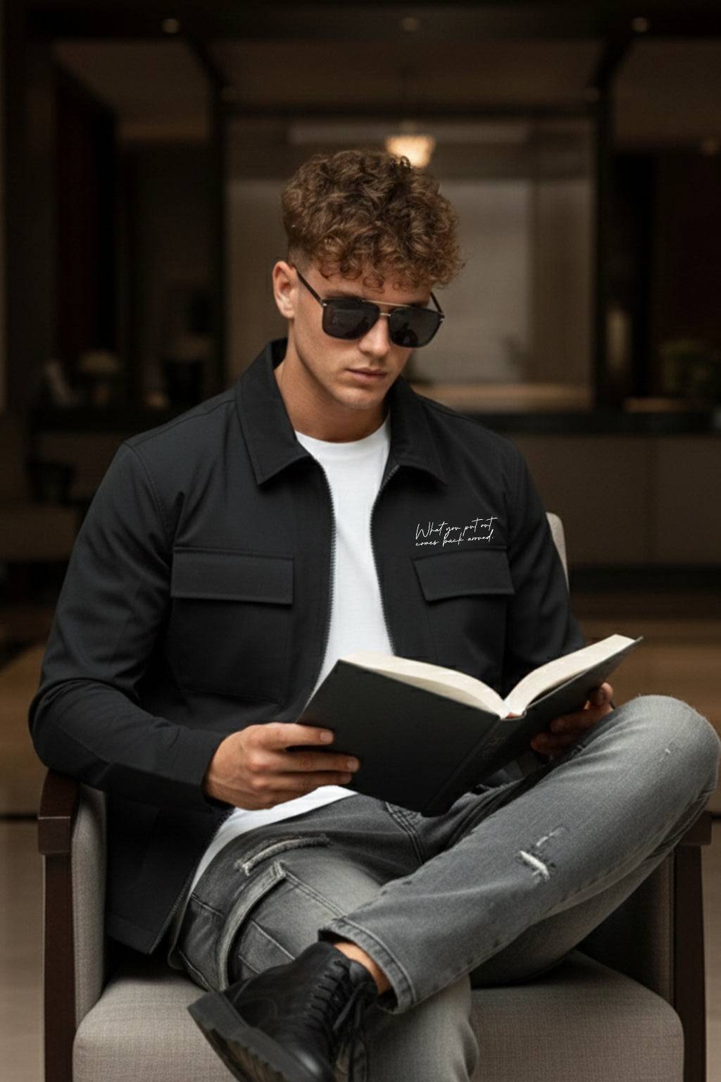 Dark Grey 4-Pocket Regular Fit Nylon Exclusive Shacket