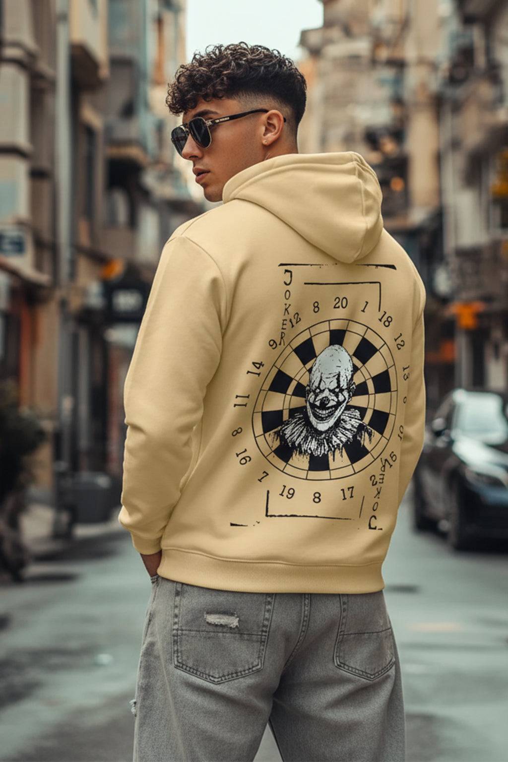 Joker Beige Regular Fit Back Printed Hoodie