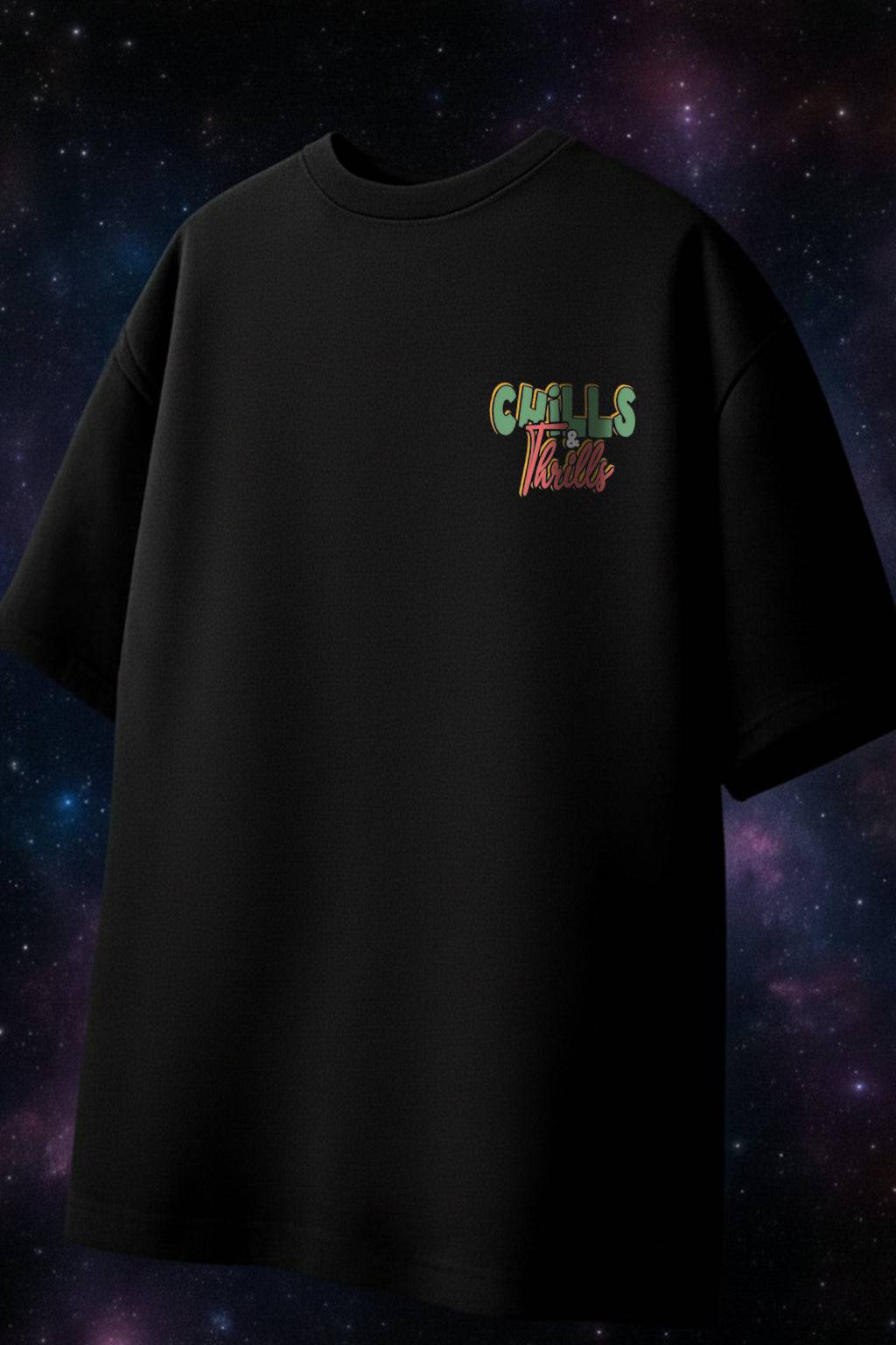 Chill Thrills Navy Oversized Puff Printed Exclusive T-shirt