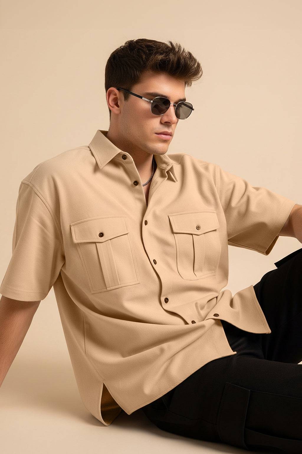 Swanwhite Oversized Half Sleeve Dual Pocket Utility Exclusive Shirt