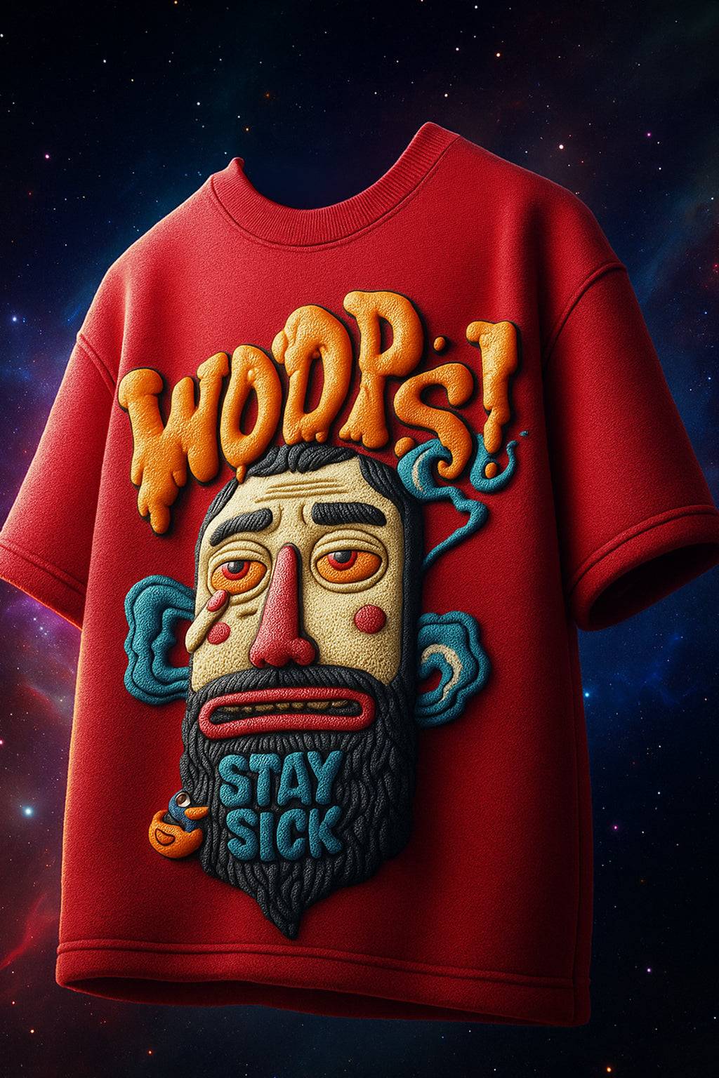 Stay Sick Red Oversized Puff Printed Exclusive T-shirt