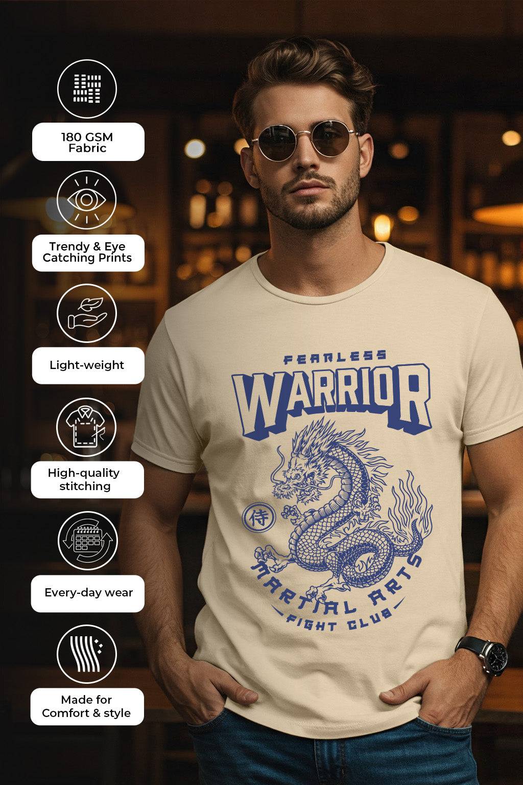Warrior Swanwhite Regular Fit Printed T-shirt