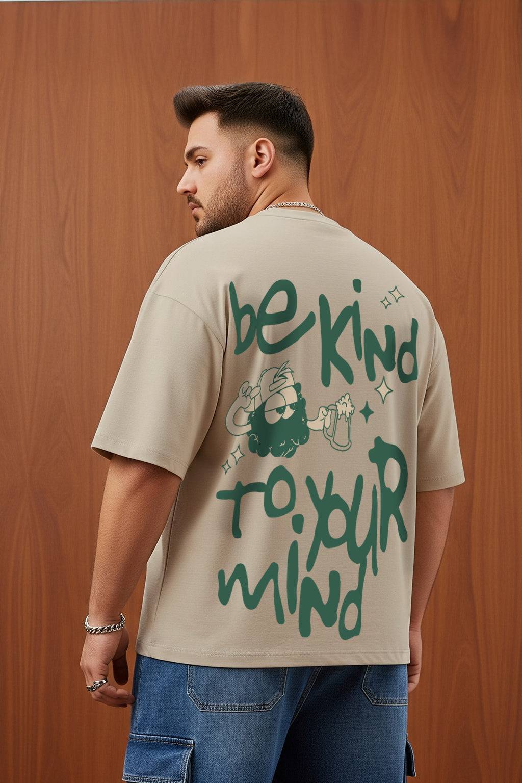 Be Kind Beige Graphic Printed Plus Size T-shirt