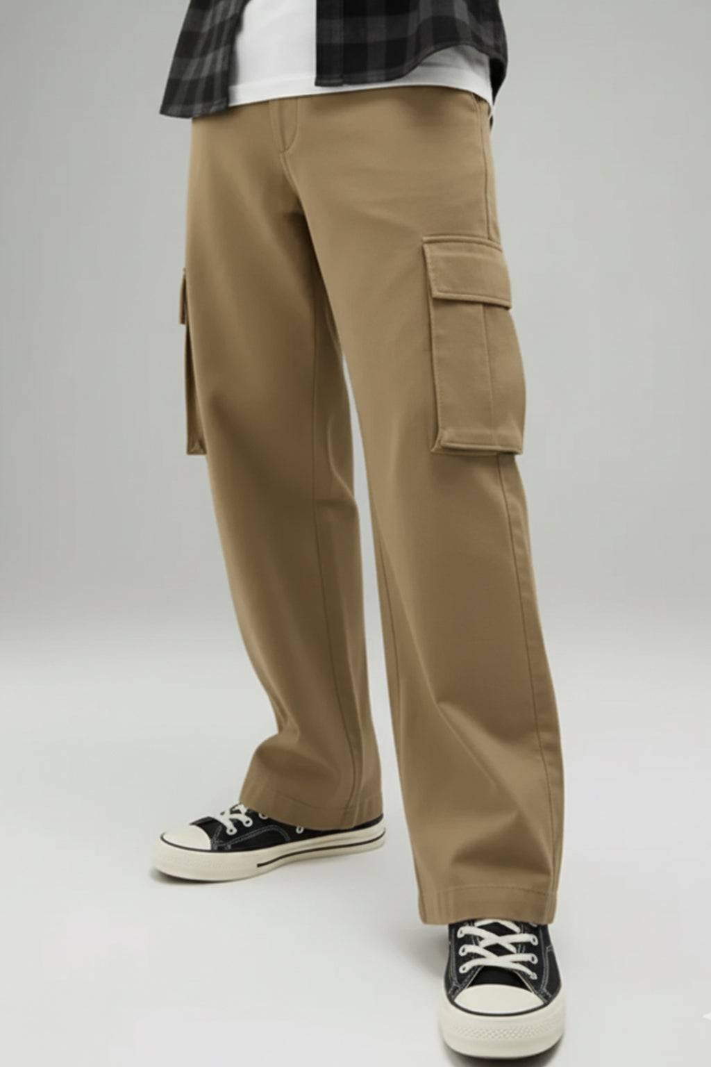 Beige Flap Pocket Woven Exclusive Cargo Pant