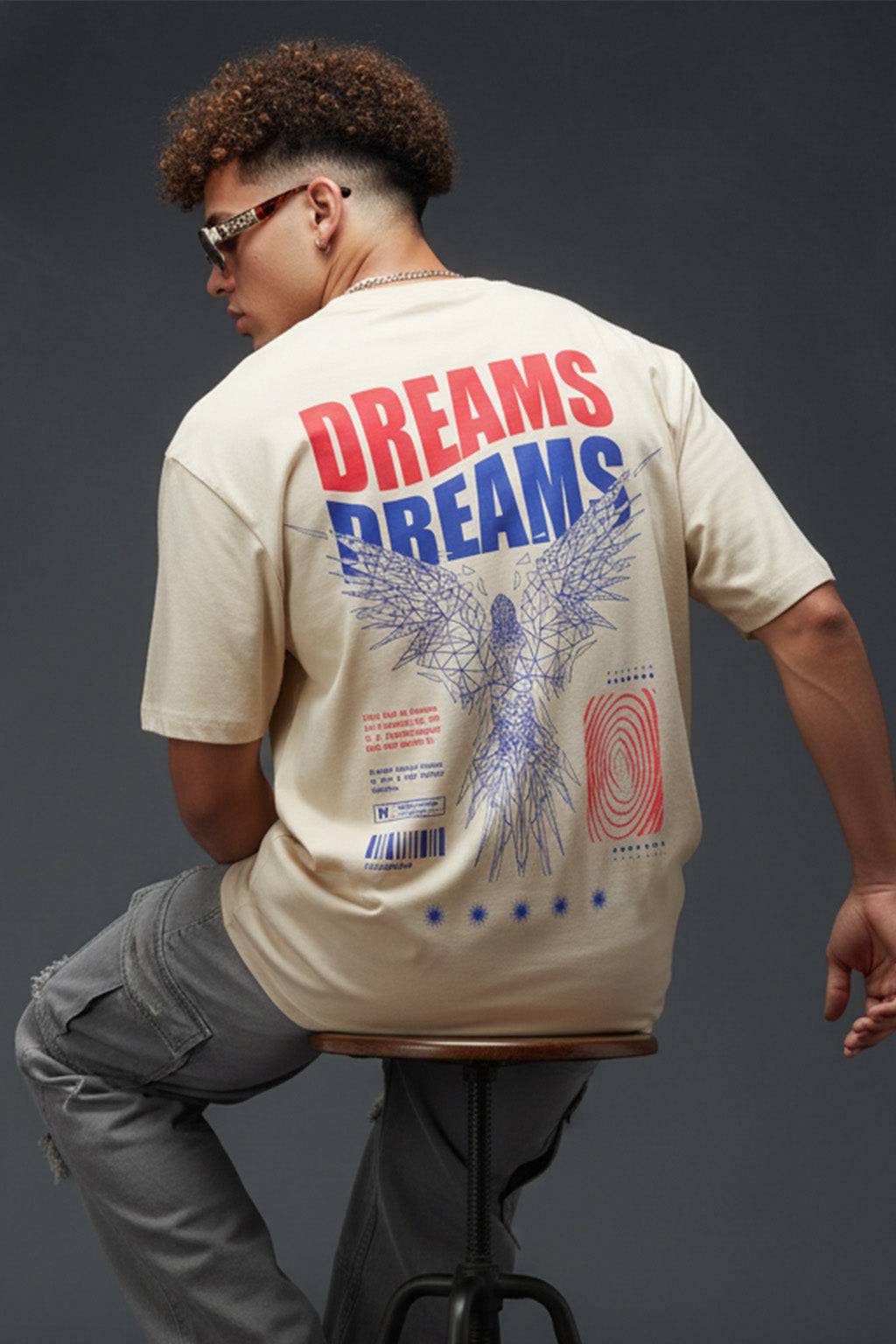 Dreams Swanwhite Oversized Graphic Printed T-shirt